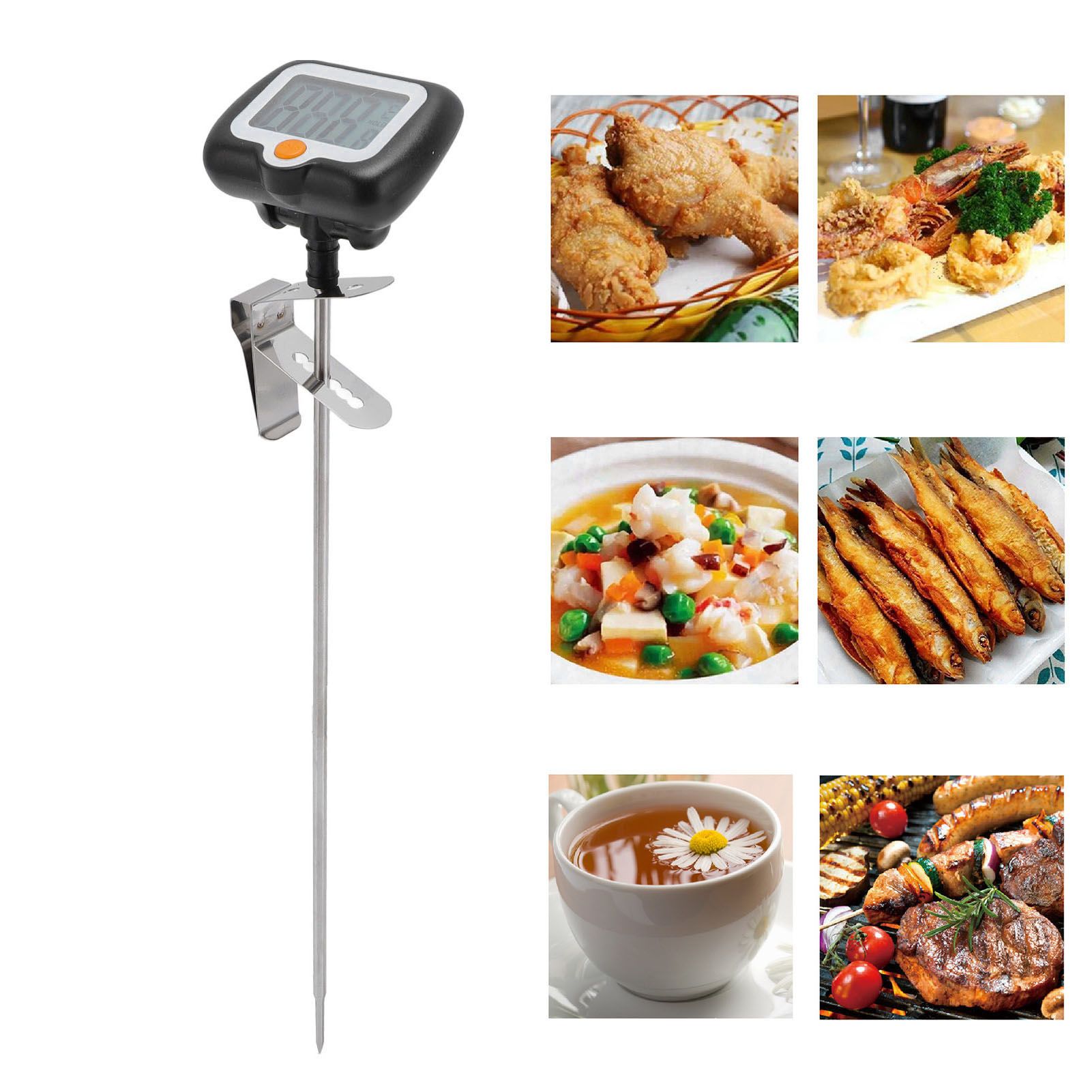 Digital Candy Thermometer with Pot Clip Stainless Steel Long Probe High view 12
