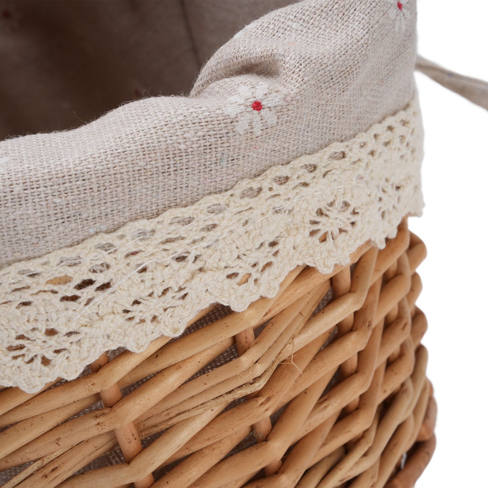 Wicker Picnic Basket with Double Lids Handle Removable Liner Hand Woven Picnic view 2