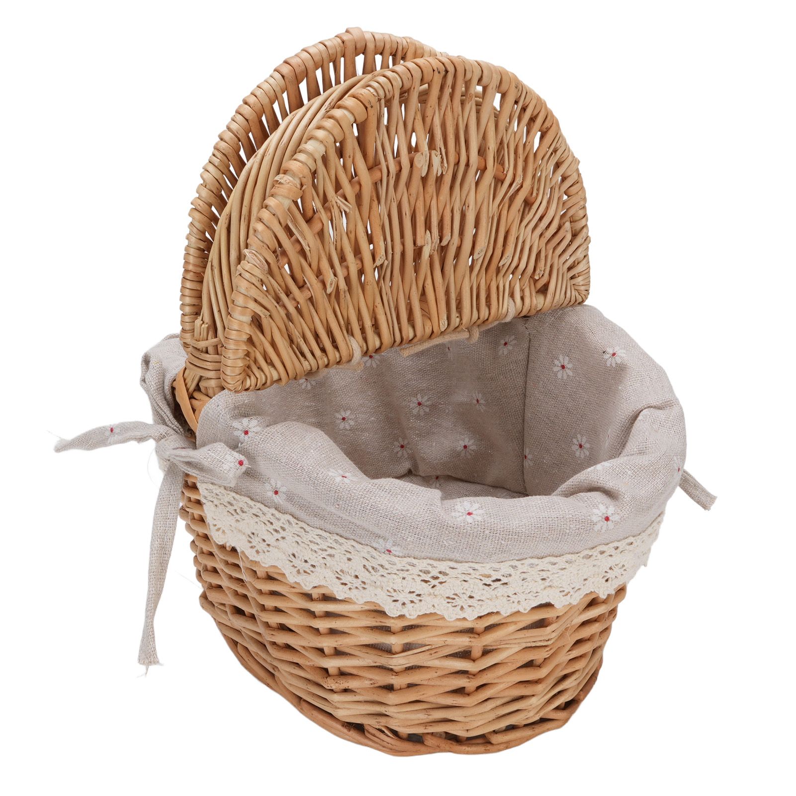 Wicker Picnic Basket with Double Lids Handle Removable Liner Hand Woven Picnic view 4