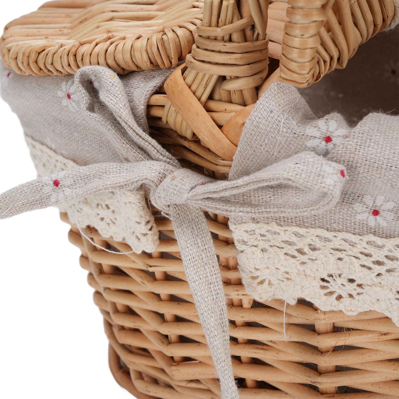 Wicker Picnic Basket with Double Lids Handle Removable Liner Hand Woven Picnic view 7