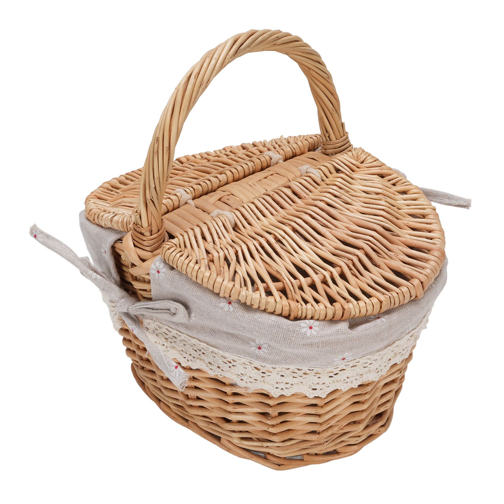 Wicker Picnic Basket with Double Lids Handle Removable Liner Hand Woven Picnic view 11