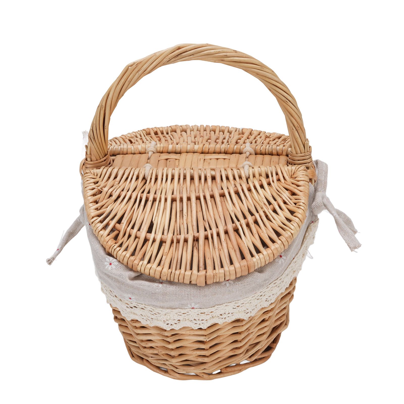 Wicker Picnic Basket with Double Lids Handle Removable Liner Hand Woven Picnic view 12