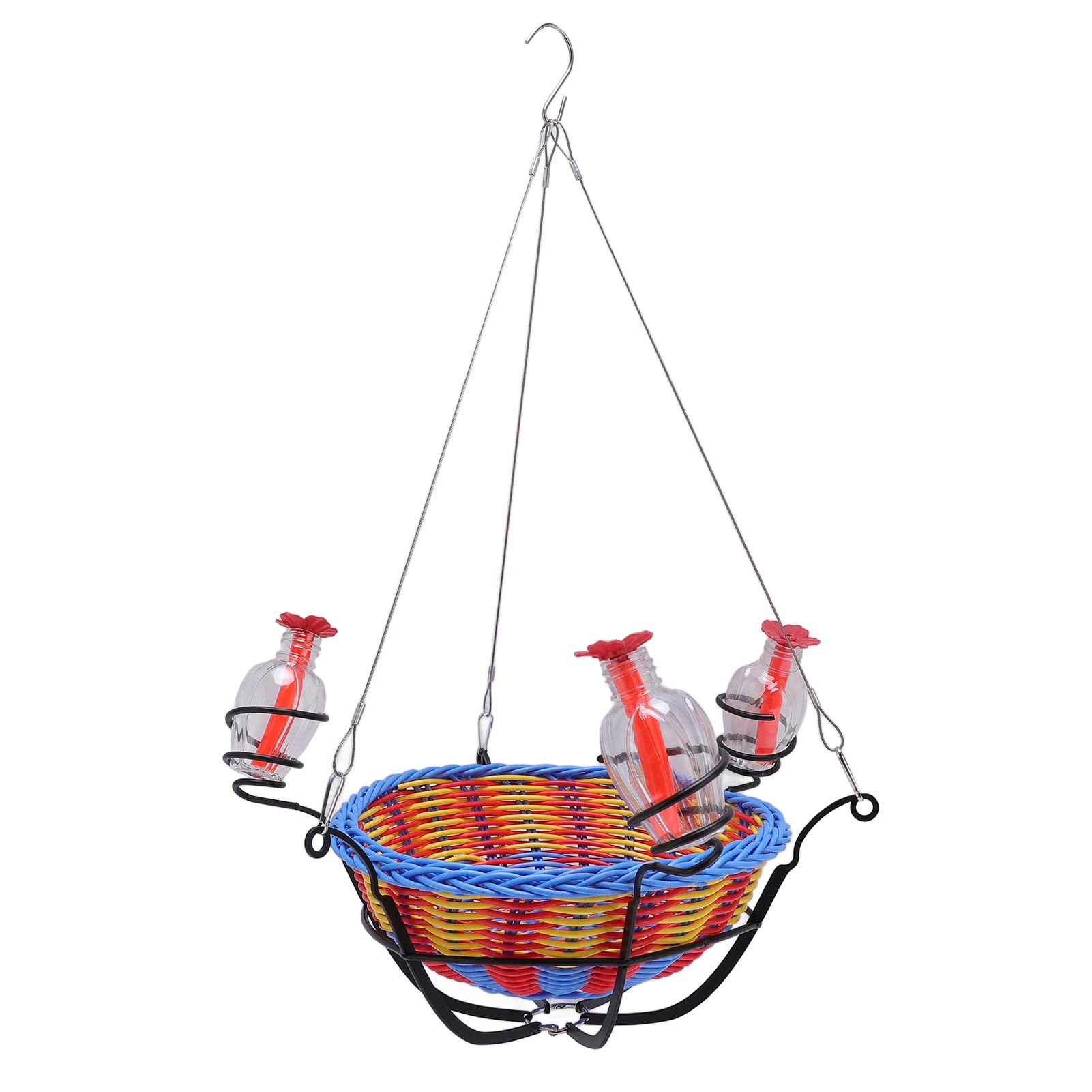 Outdoor Bird Feeder Hanging Rattan Basket Water Feeding Station for Garden — image 1