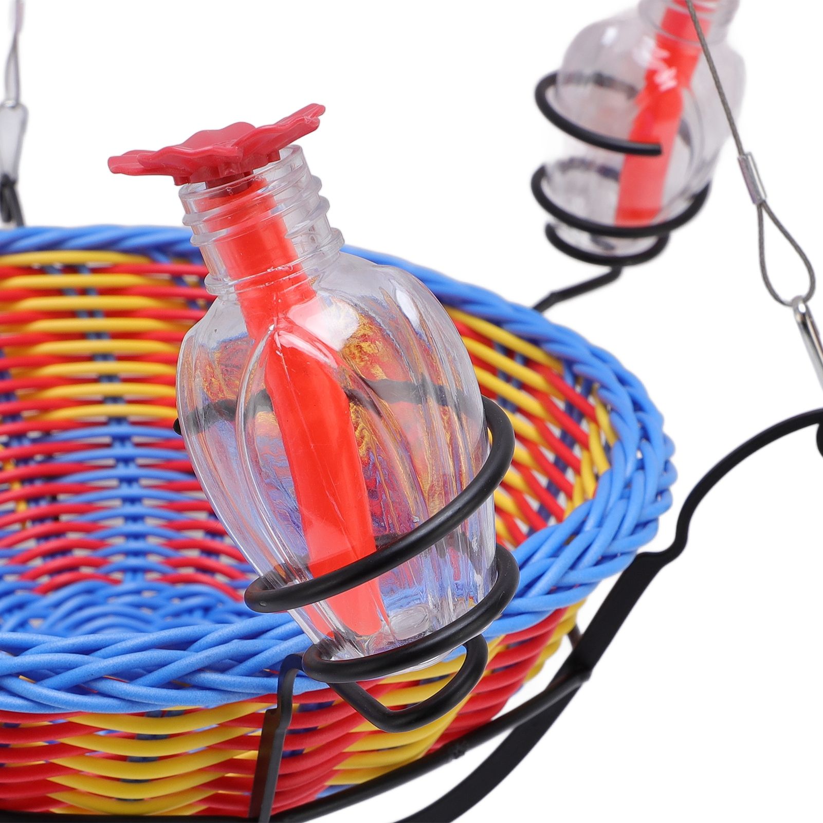Outdoor Bird Feeder Hanging Rattan Basket Water Feeding Station for Garden view 5