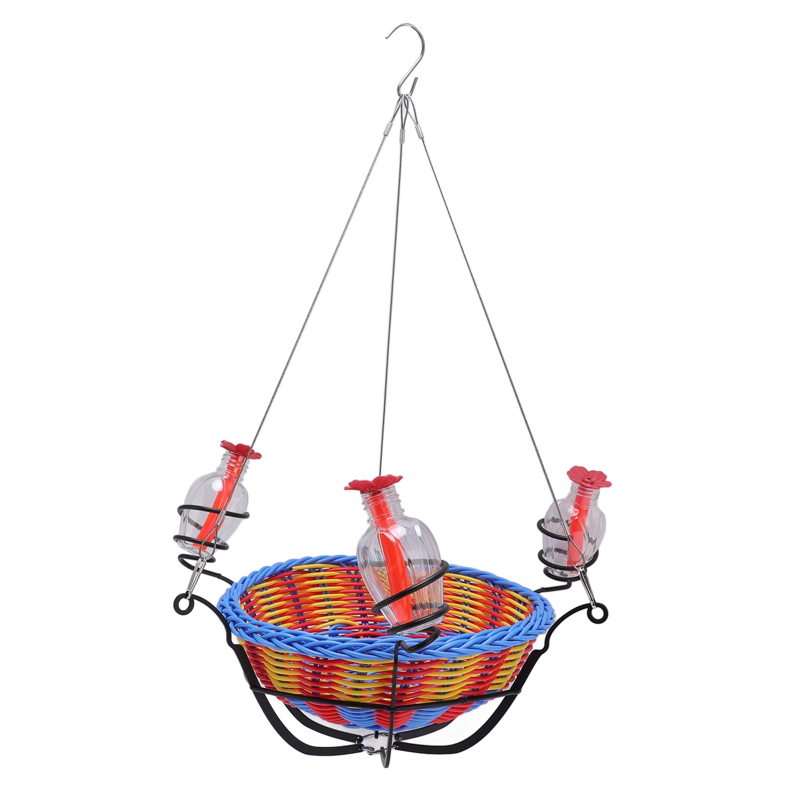 Outdoor Bird Feeder Hanging Rattan Basket Water Feeding Station for Garden view 6