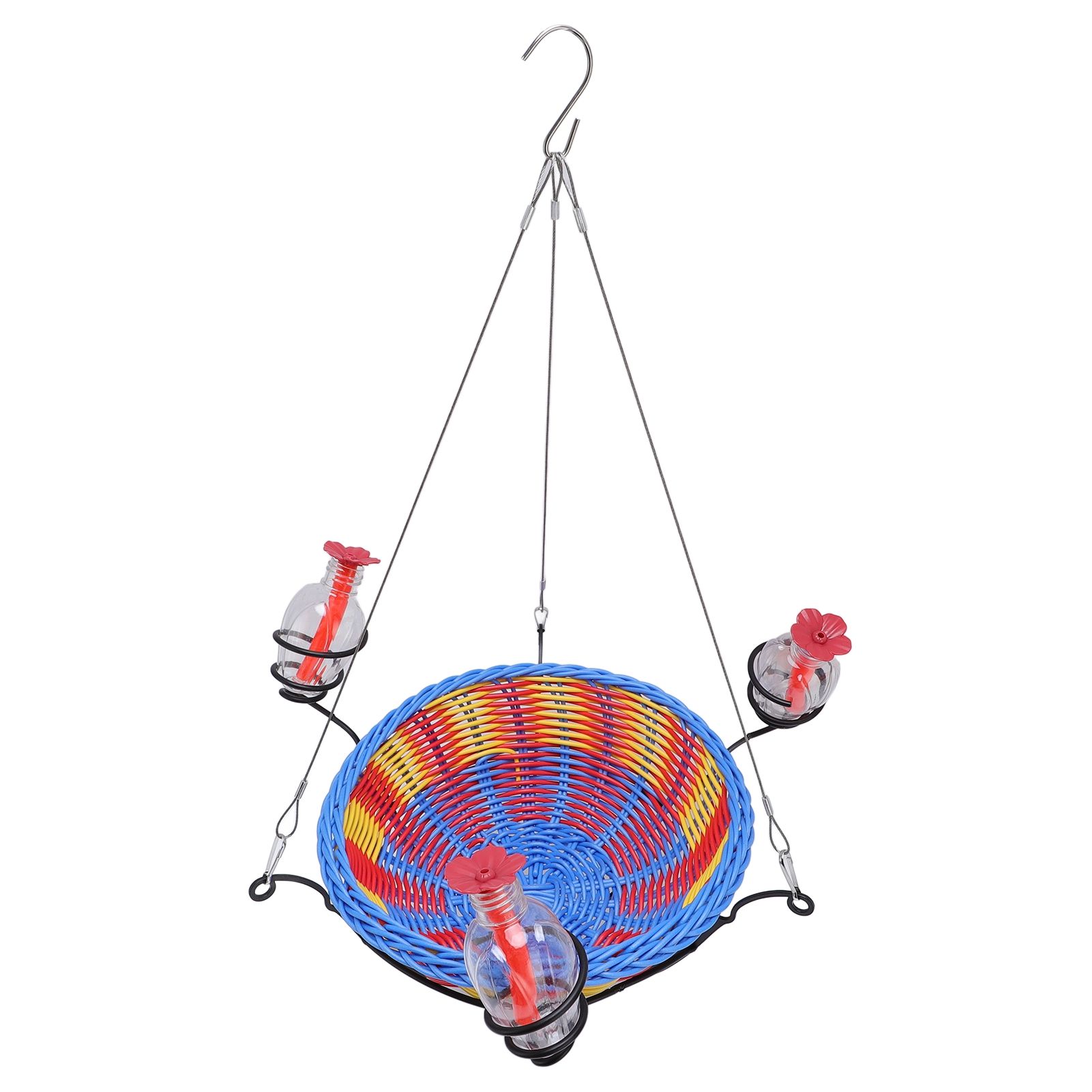 Outdoor Bird Feeder Hanging Rattan Basket Water Feeding Station for Garden view 11