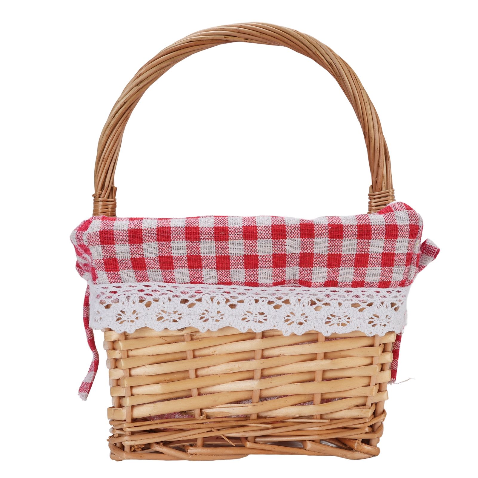 Wicker Picnic Basket Detachable Lining Vintage Spacious Capacity Hand Woven