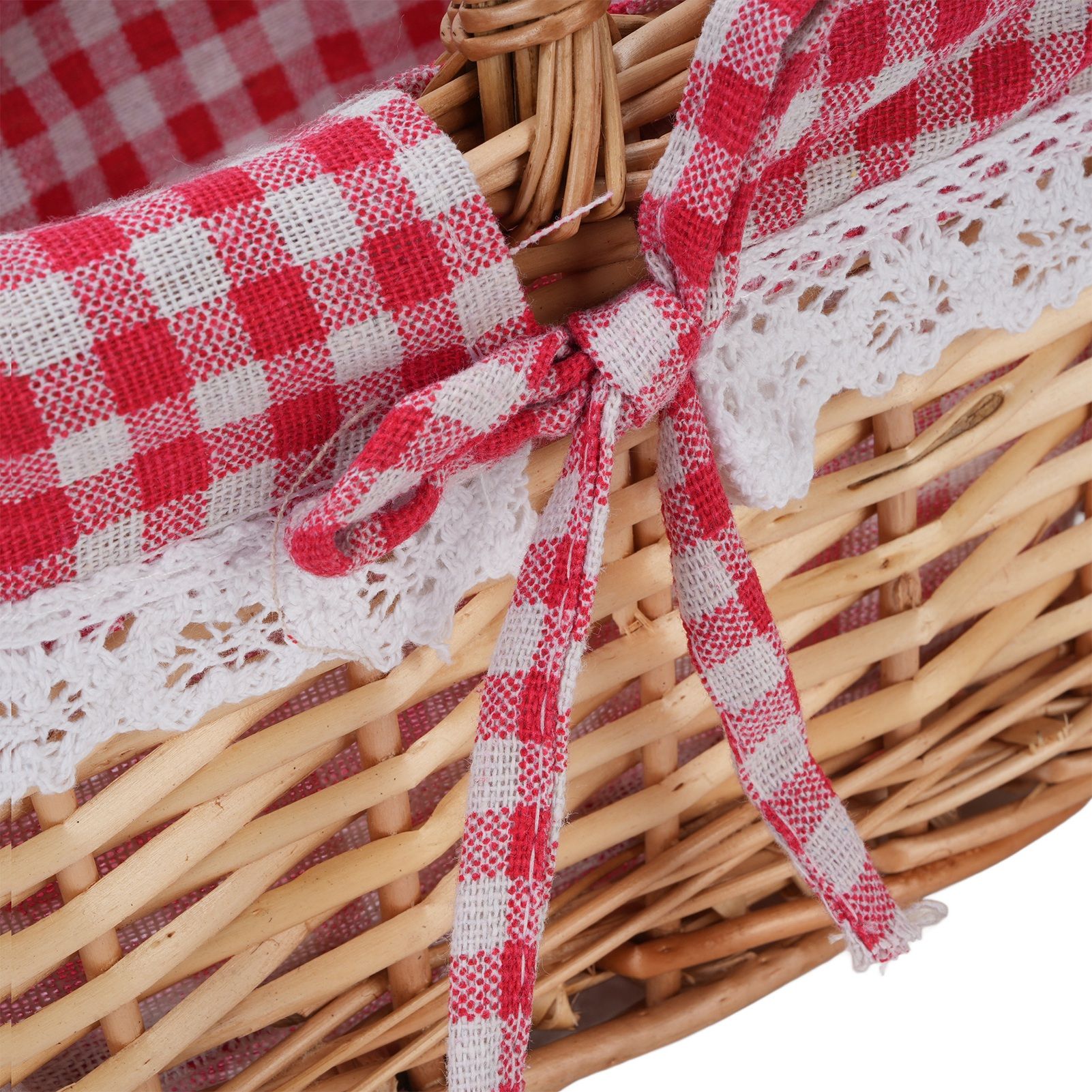 Wicker Picnic Basket Detachable Lining Vintage Spacious Capacity Hand Woven view 7