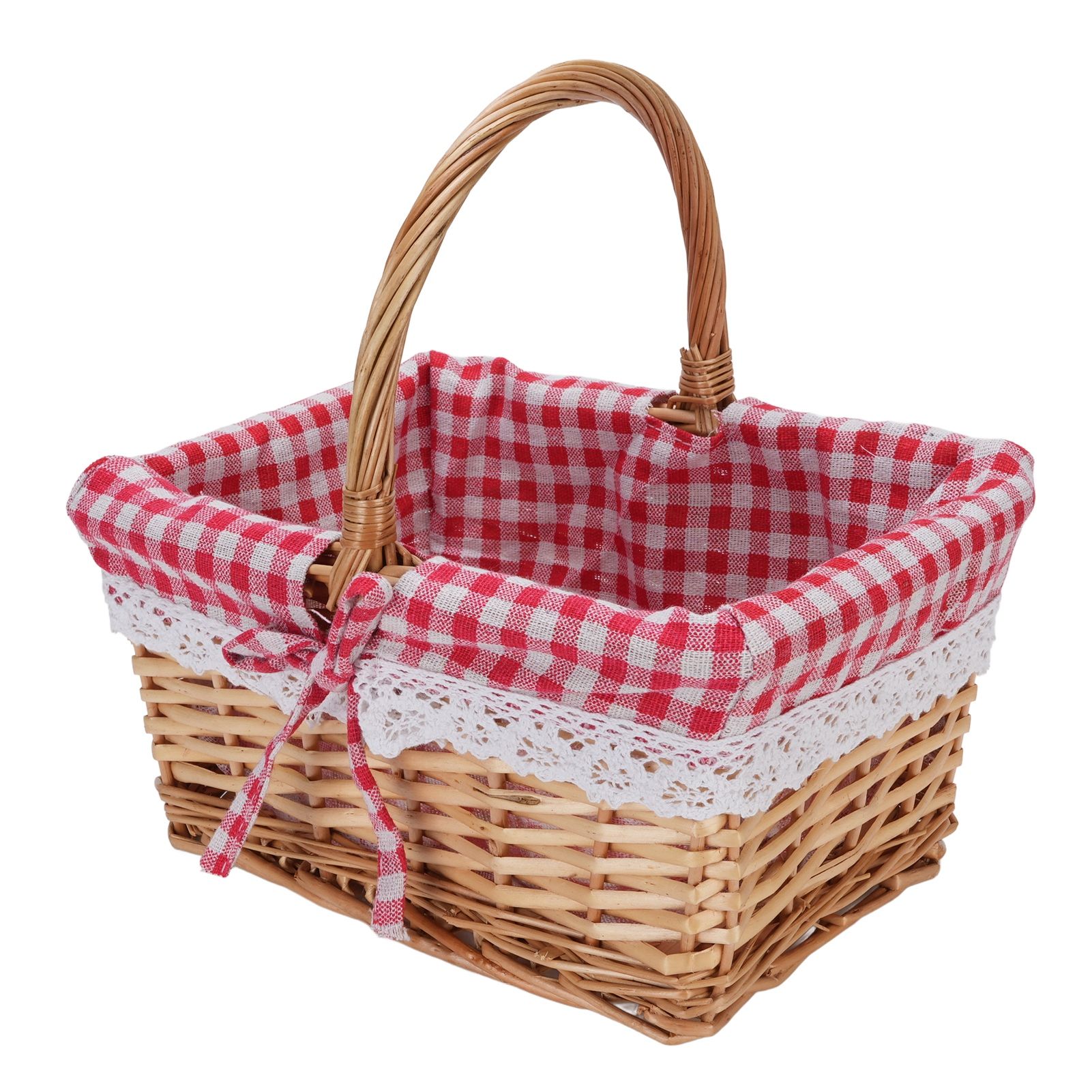 Wicker Picnic Basket Detachable Lining Vintage Spacious Capacity Hand Woven view 8