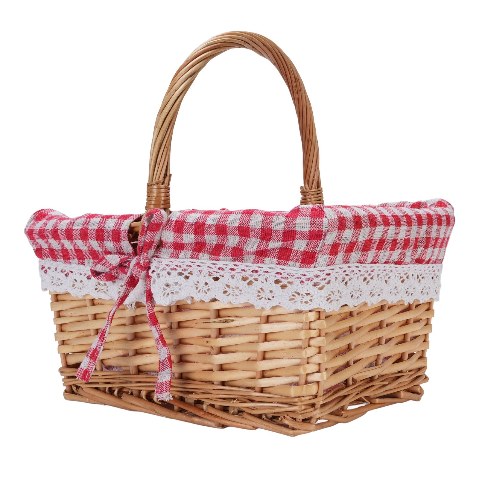 Wicker Picnic Basket Detachable Lining Vintage Spacious Capacity Hand Woven view 9