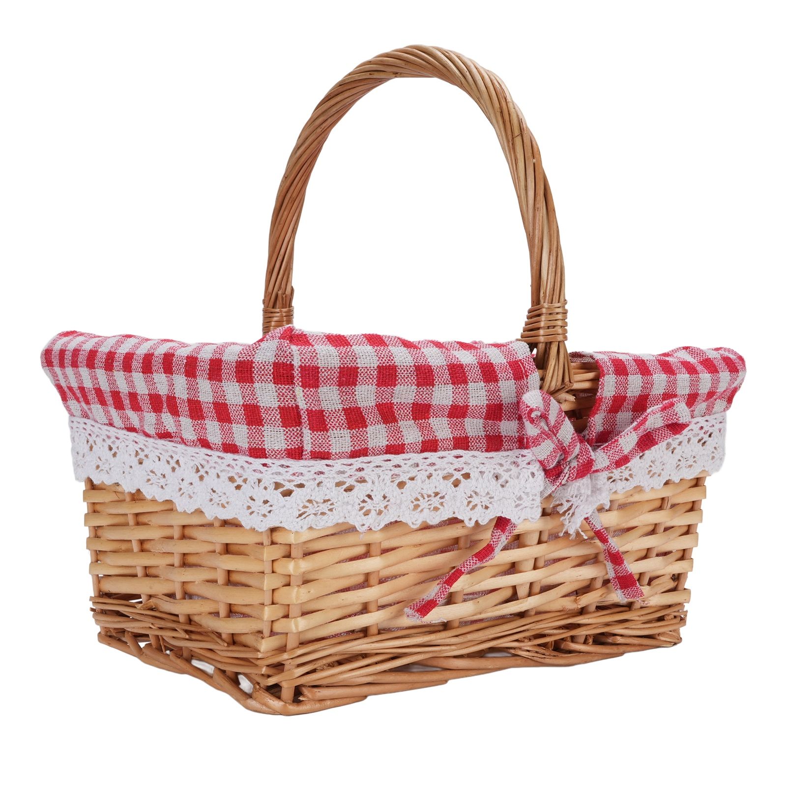 Wicker Picnic Basket Detachable Lining Vintage Spacious Capacity Hand Woven view 11