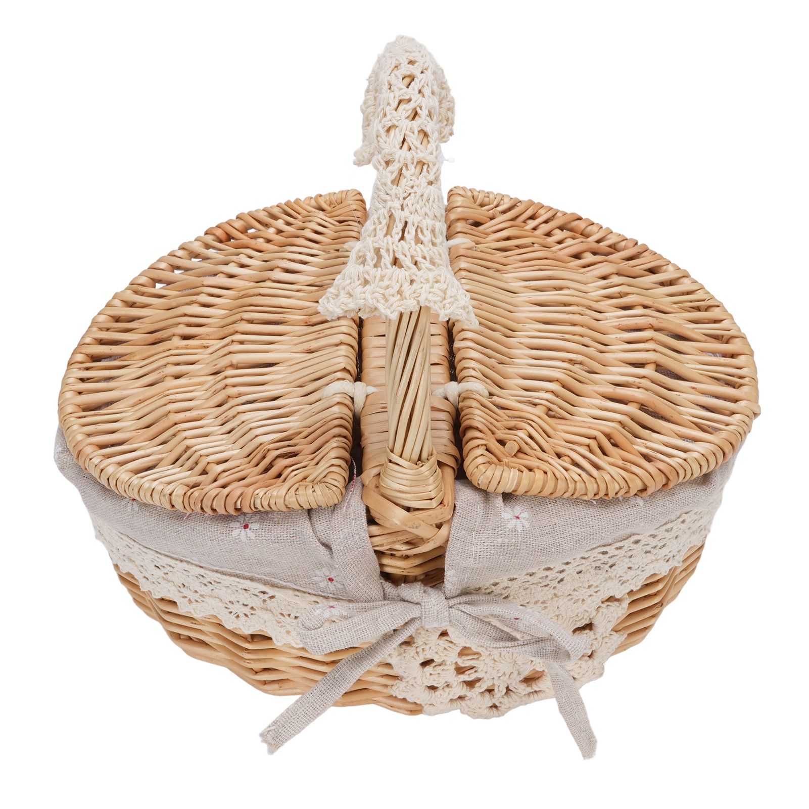 Wicker Picnic Basket with Removable Liner Empty Picnic Hamper Basket with Lid view 3