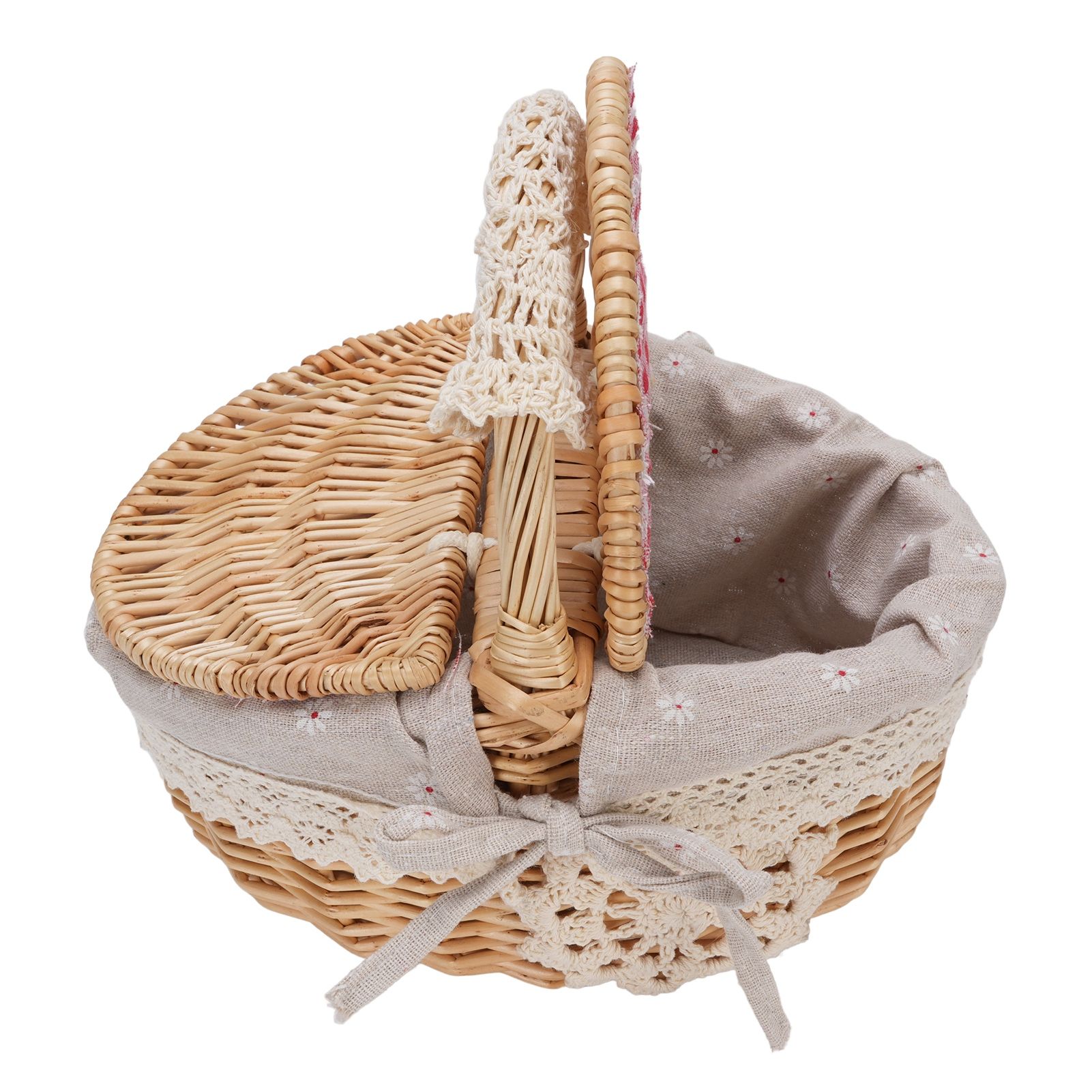 Wicker Picnic Basket with Removable Liner Empty Picnic Hamper Basket with Lid view 4