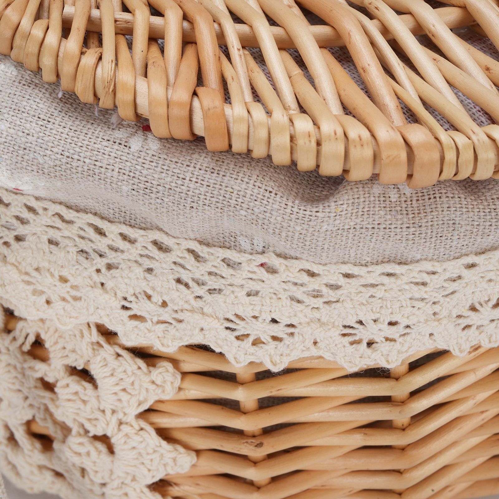 Wicker Picnic Basket with Removable Liner Empty Picnic Hamper Basket with Lid view 5