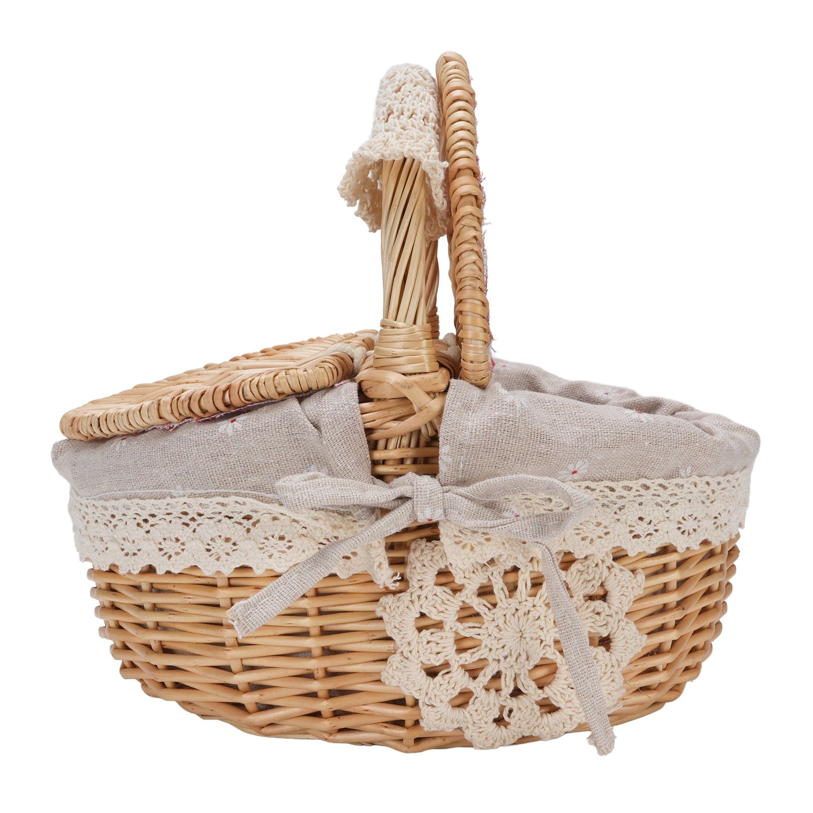 Wicker Picnic Basket with Removable Liner Empty Picnic Hamper Basket with Lid view 6