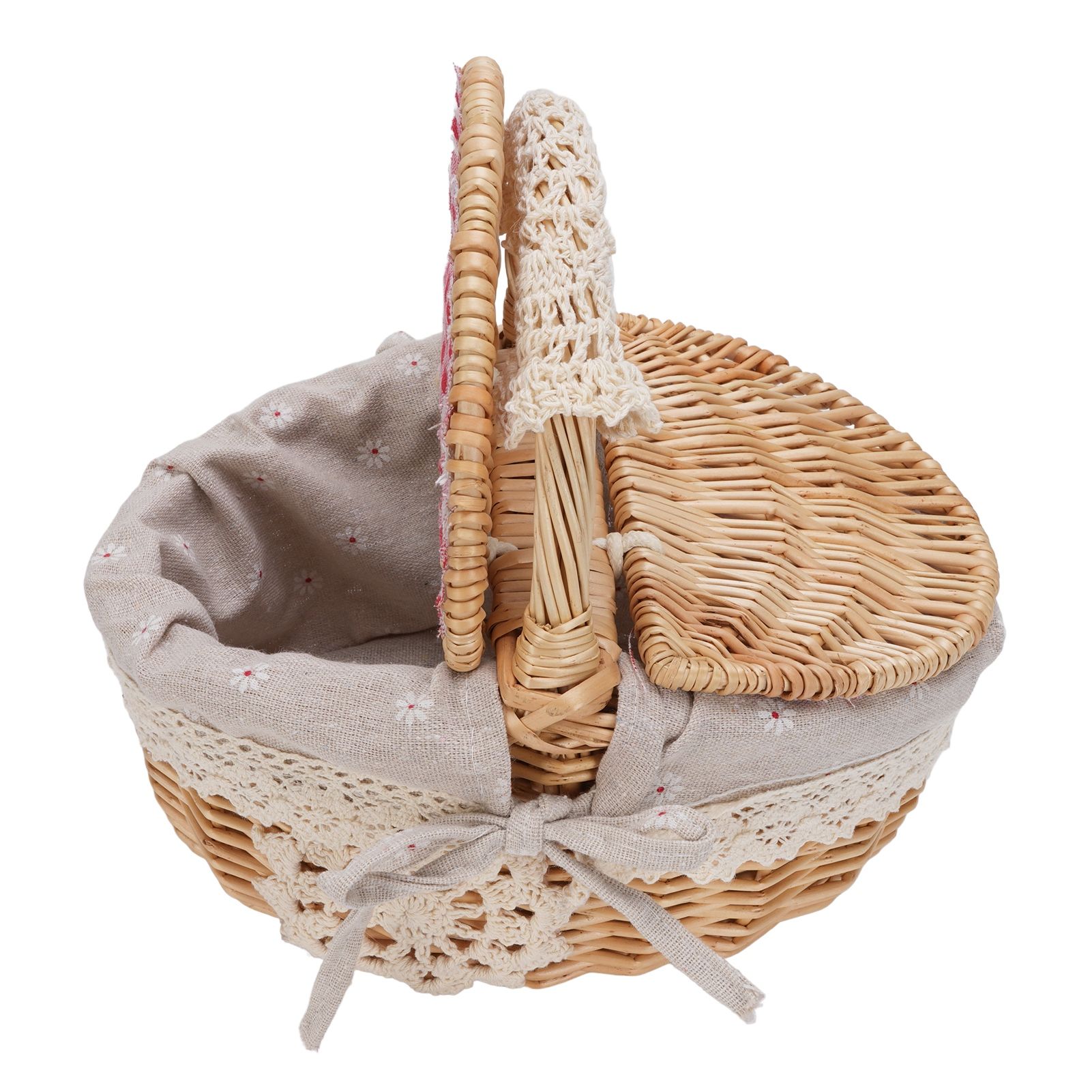 Wicker Picnic Basket with Removable Liner Empty Picnic Hamper Basket with Lid view 8