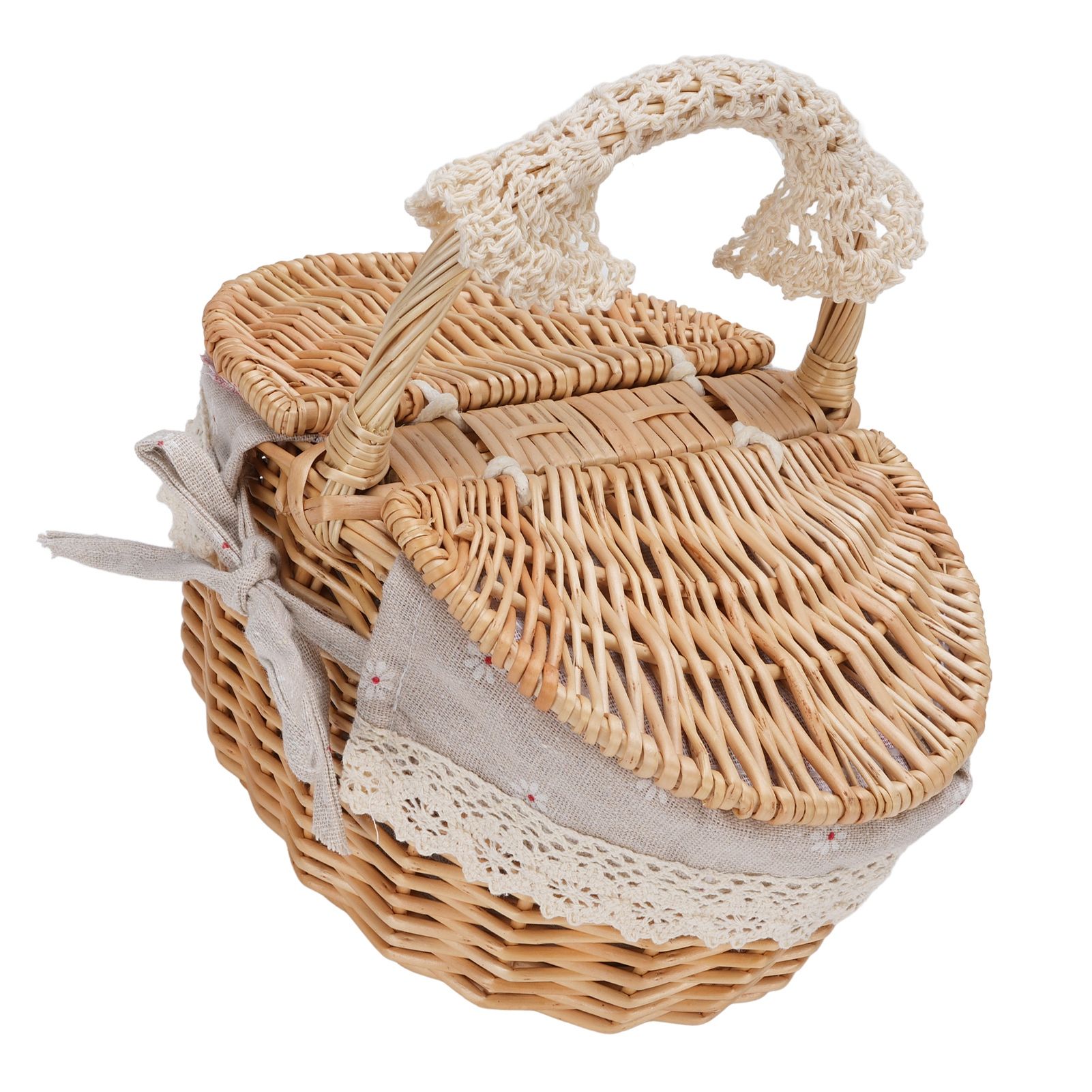 Wicker Picnic Basket with Removable Liner Empty Picnic Hamper Basket with Lid view 9