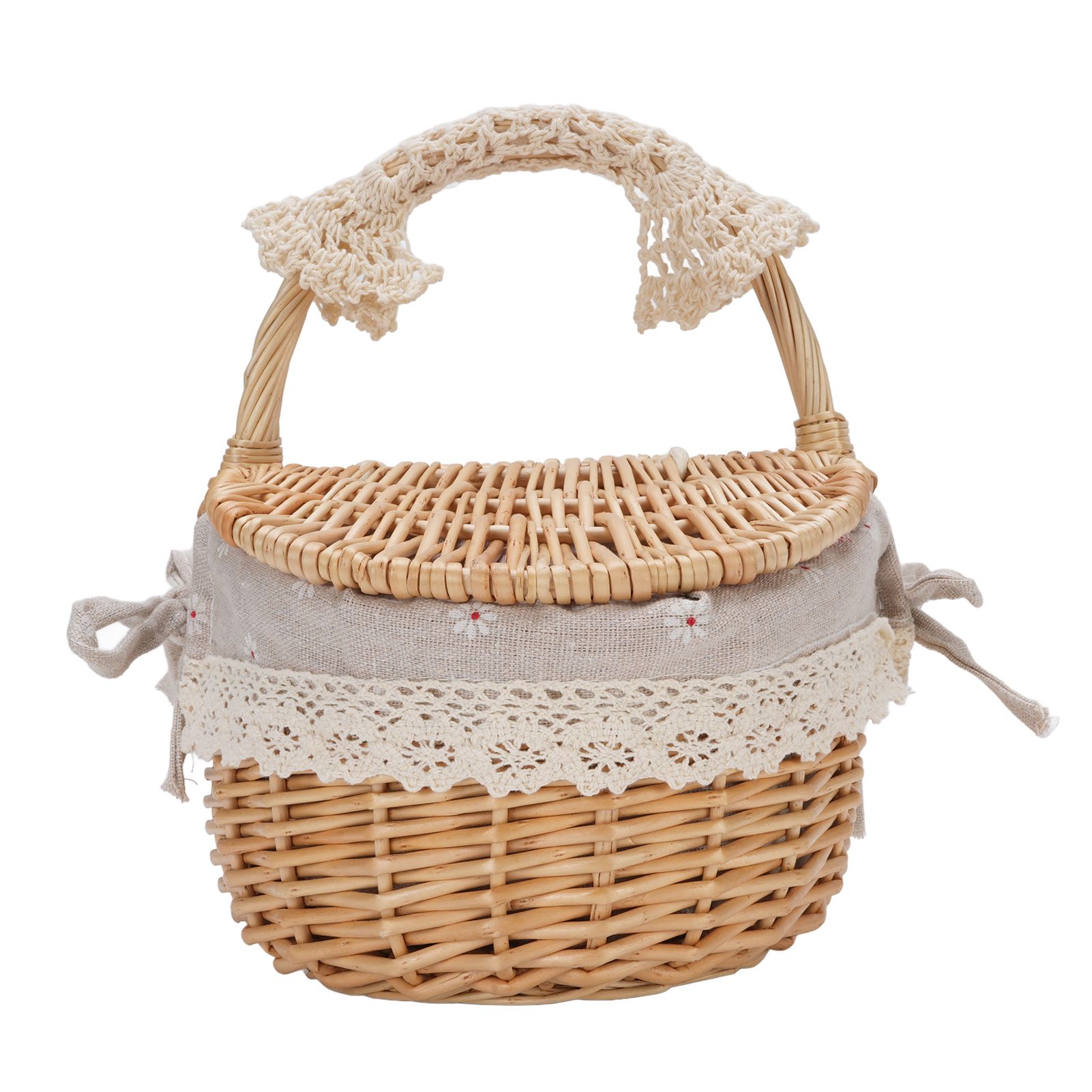 Wicker Picnic Basket with Removable Liner Empty Picnic Hamper Basket with Lid view 11