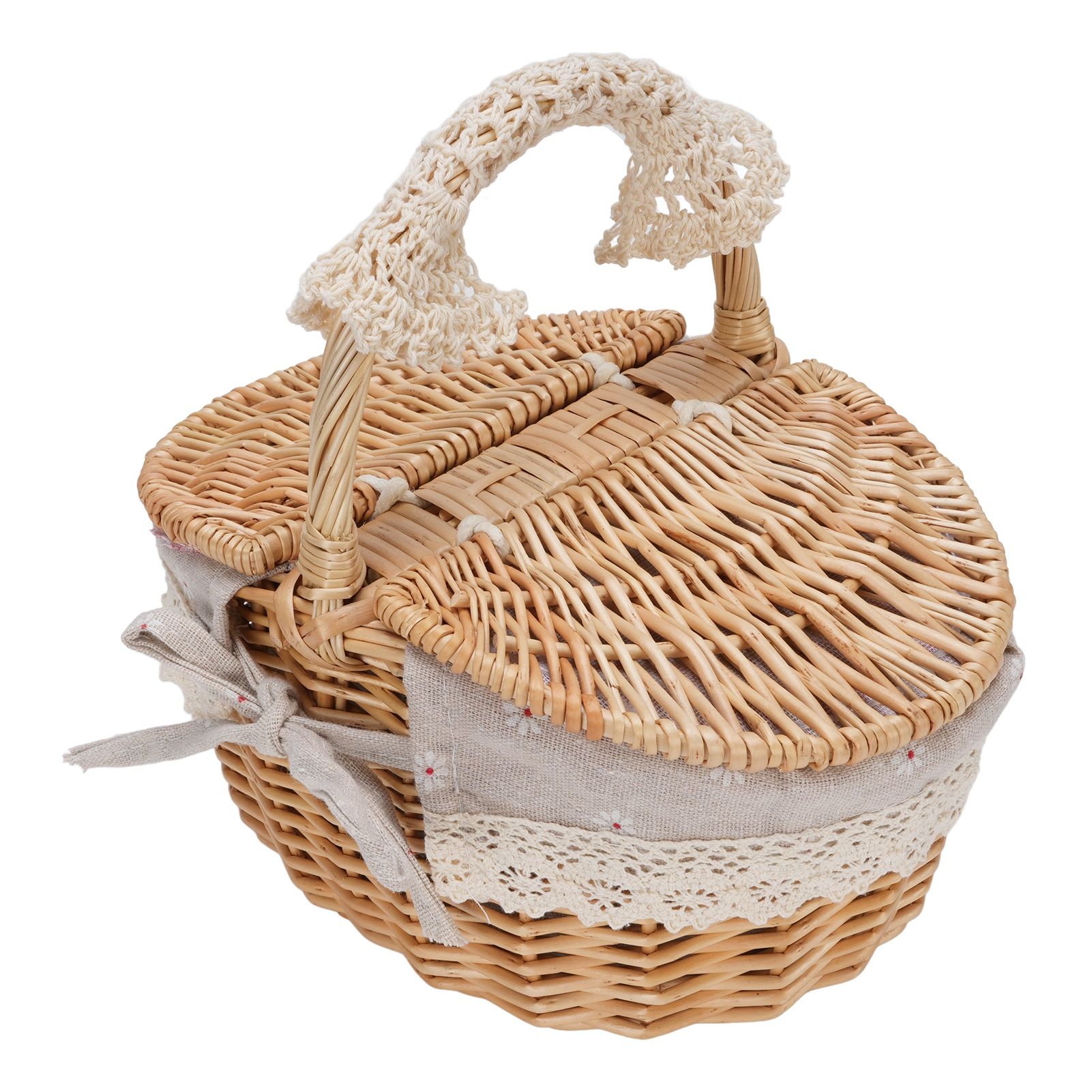 Wicker Picnic Basket with Removable Liner Empty Picnic Hamper Basket with Lid view 12
