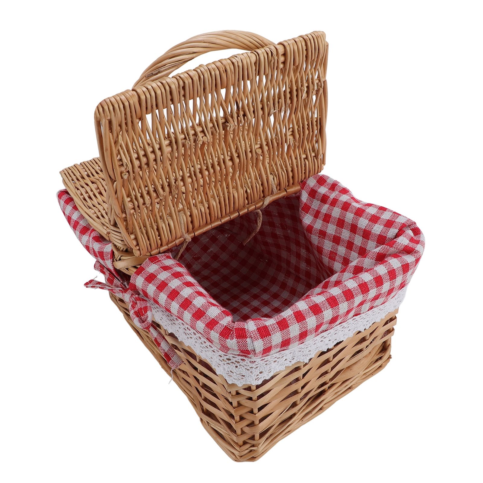 Wicker Picnic Basket with Lid Handle Removable Liner Multifunction Garden
