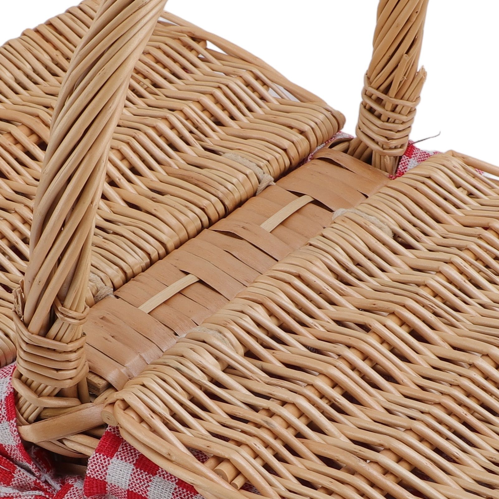 Wicker Picnic Basket with Lid Handle Removable Liner Multifunction Garden view 2