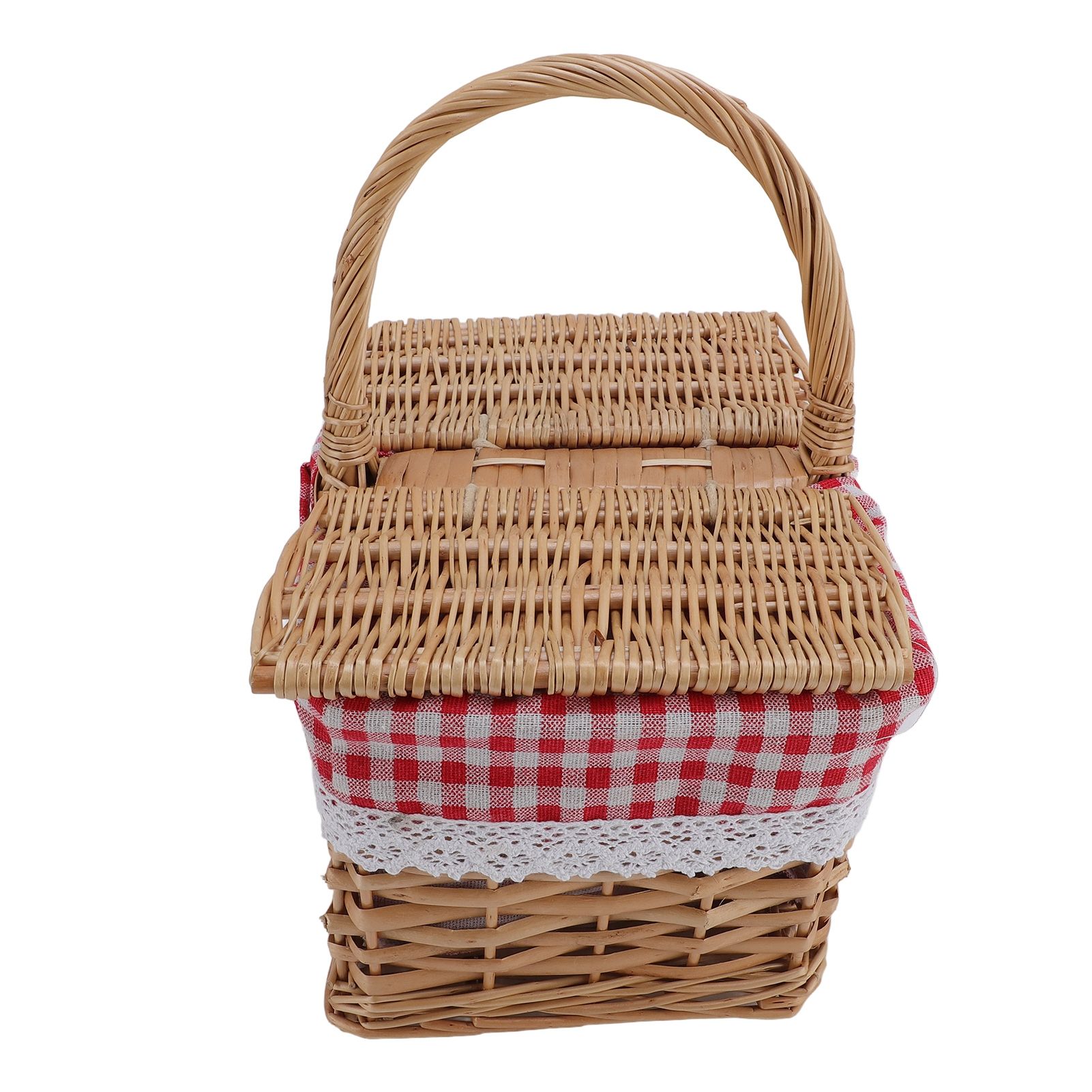 Wicker Picnic Basket with Lid Handle Removable Liner Multifunction Garden view 4