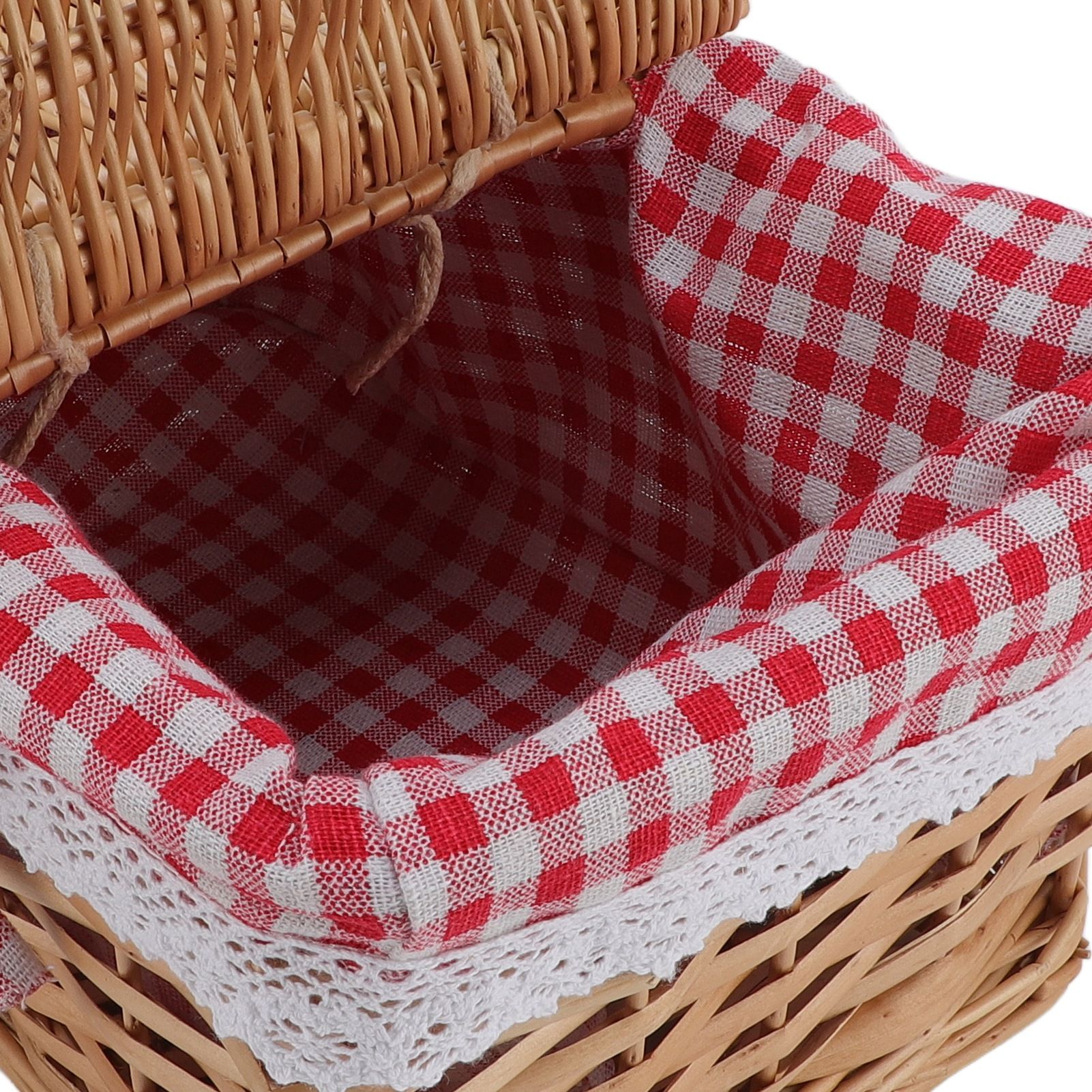 Wicker Picnic Basket with Lid Handle Removable Liner Multifunction Garden view 9