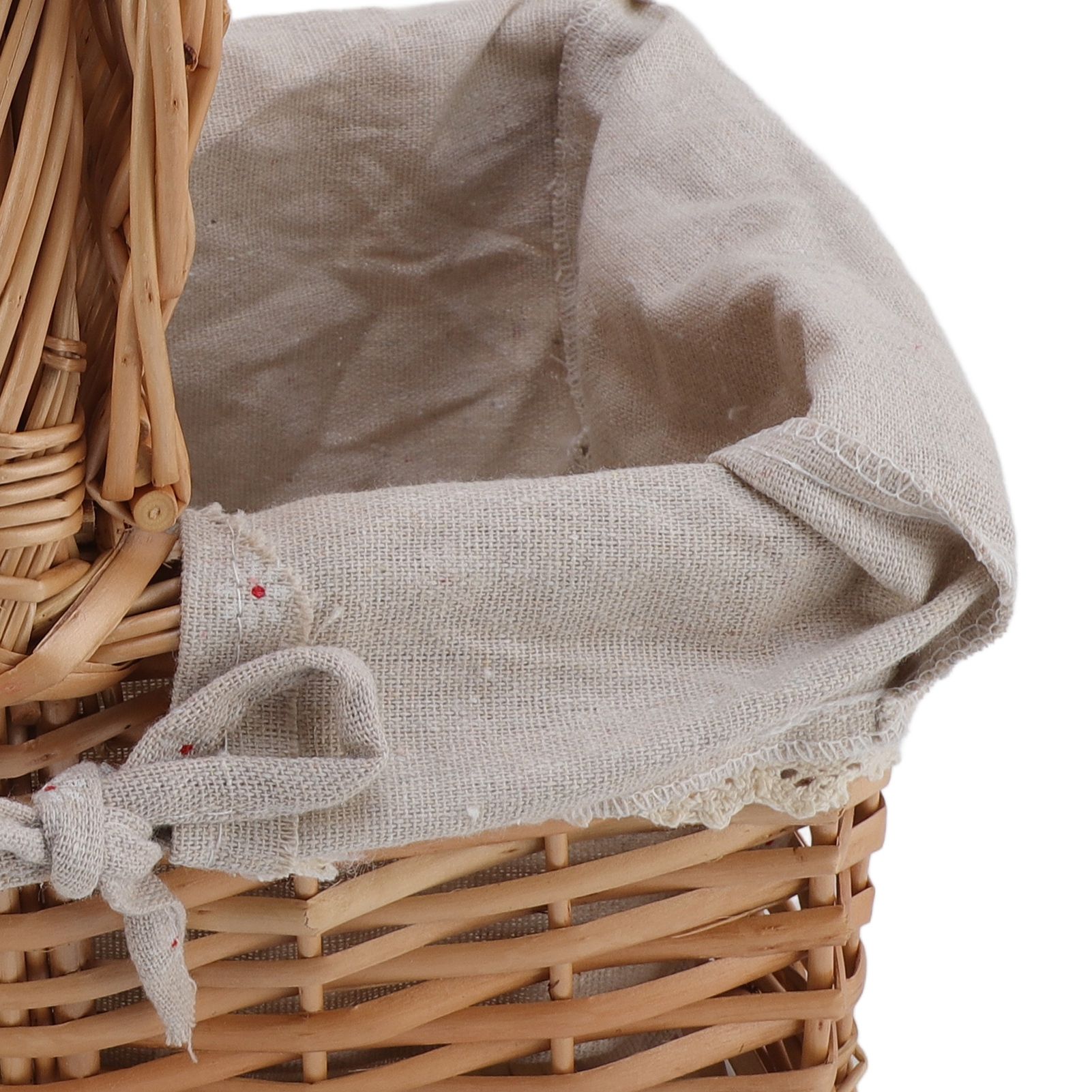 Wicker Picnic Basket with Lid Handle Removable Liner Multifunction Garden view 2