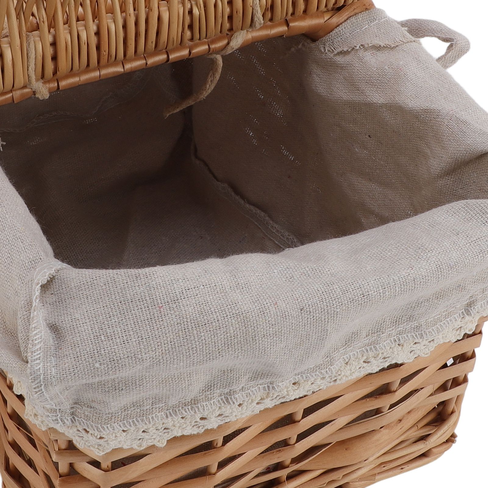 Wicker Picnic Basket with Lid Handle Removable Liner Multifunction Garden view 9