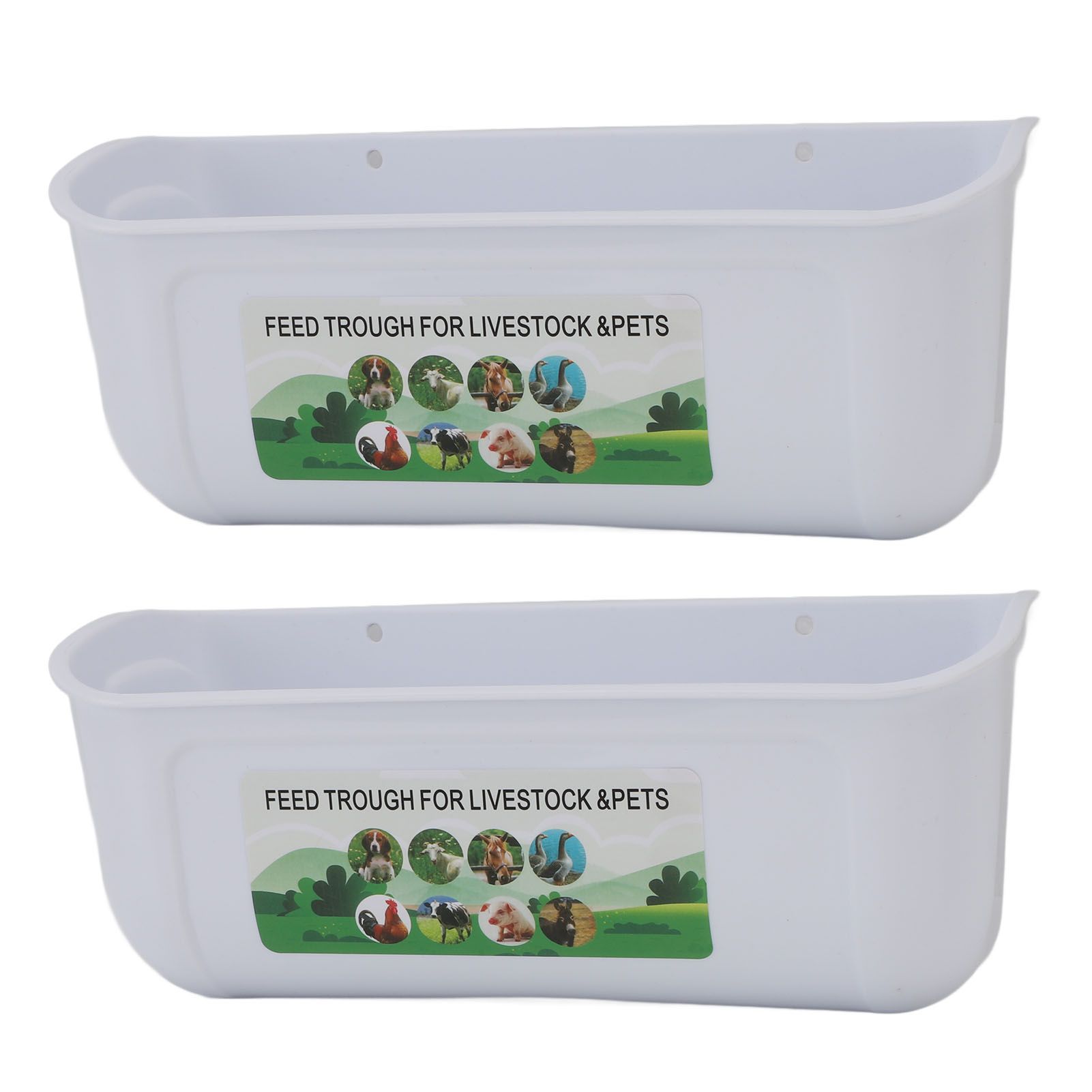 2PCS Hanging Poultry Feeder Plastic Livestock Feeding Trough for Chicken Geese