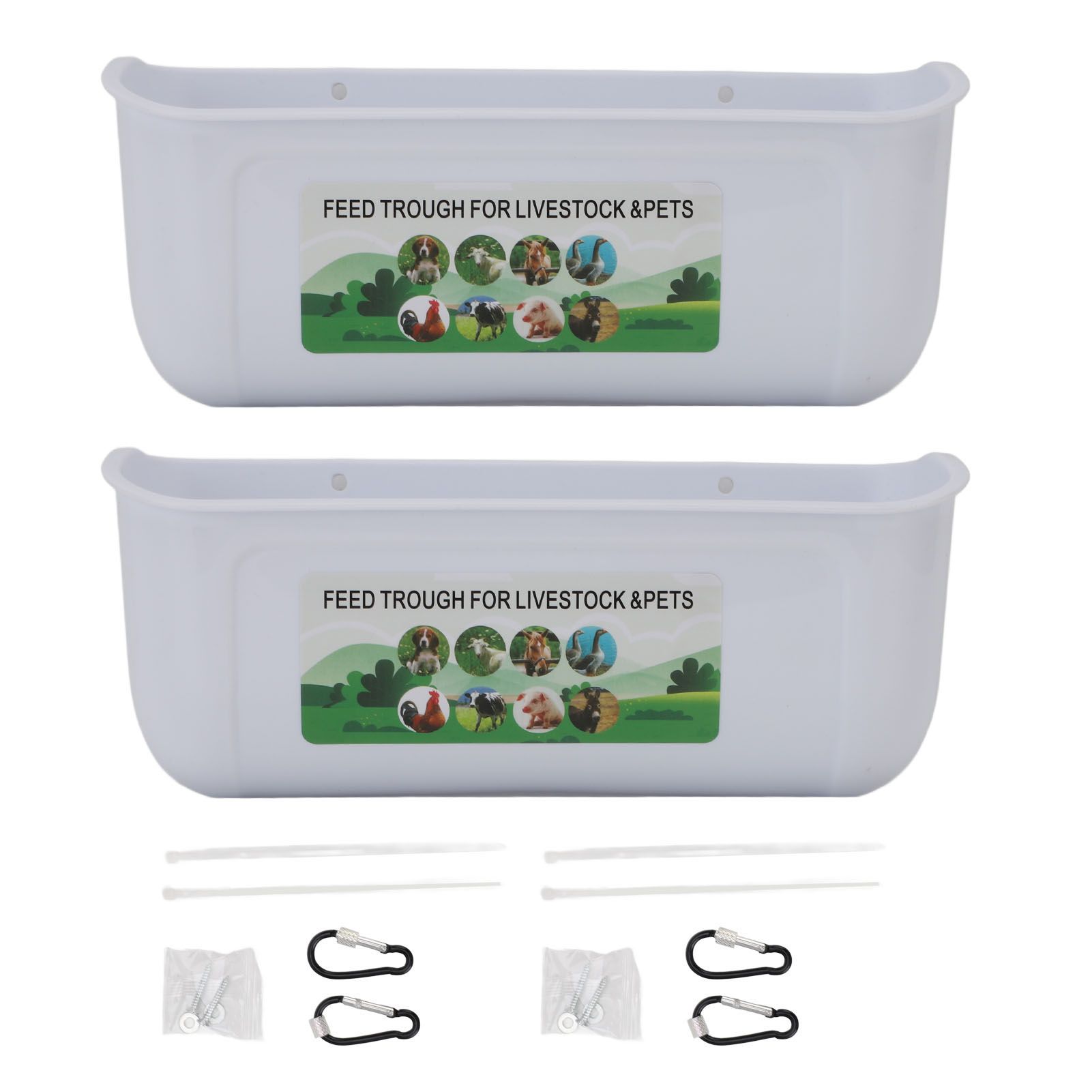 2PCS Hanging Poultry Feeder Plastic Livestock Feeding Trough for Chicken Geese view 3