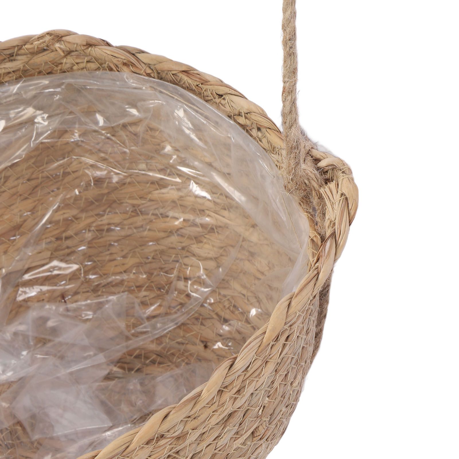 2 Tier Woven Hanging Basket Hemp Rope Hanging Fruit Basket Flower Plants Wall view 5
