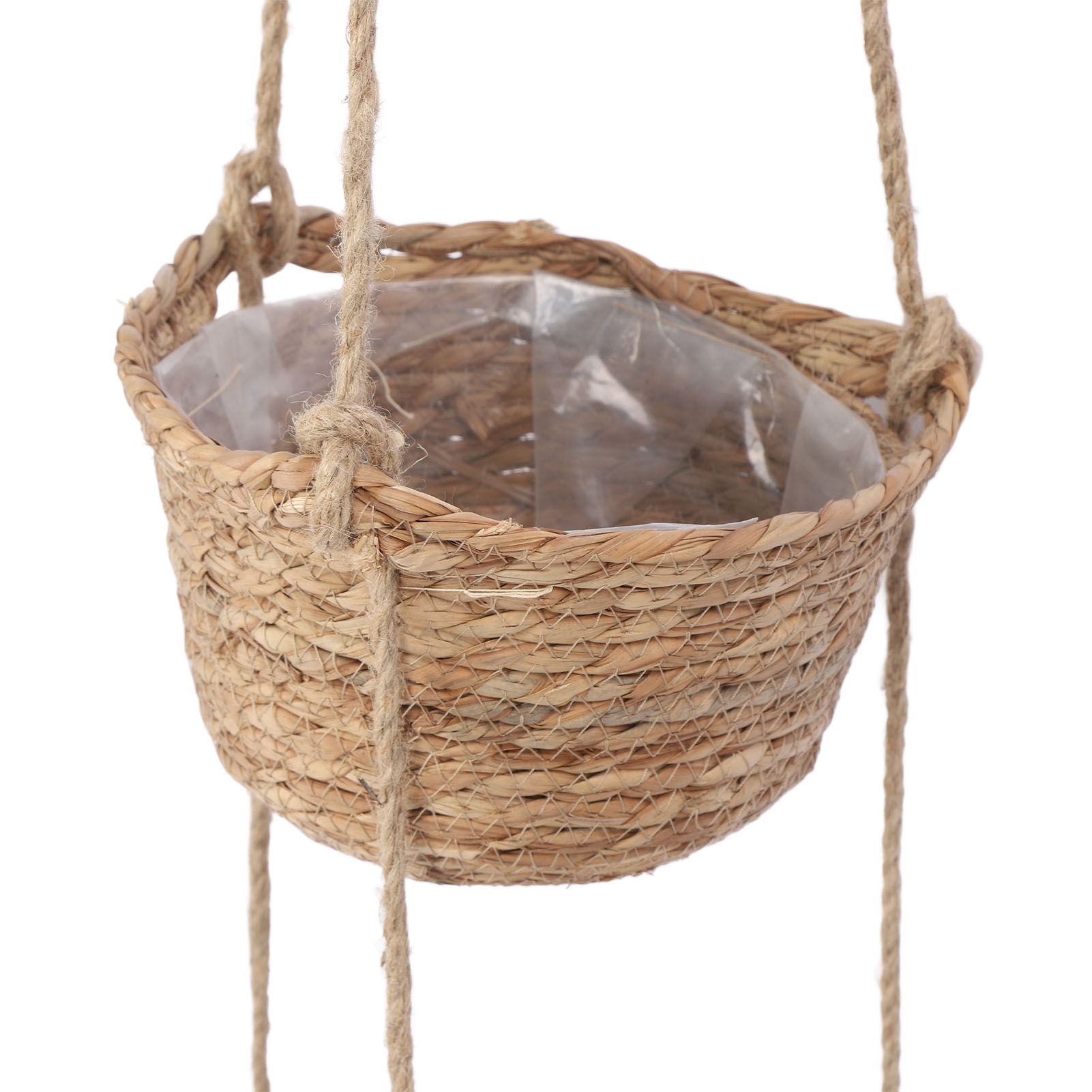 2 Tier Woven Hanging Basket Hemp Rope Hanging Fruit Basket Flower Plants Wall view 7