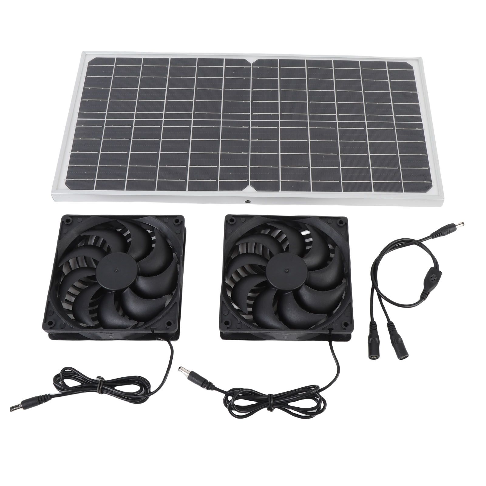 Solar Powered Dual Fan Kit 16W Monocrystalline Solar Panel with Aluminum Frame — image 1