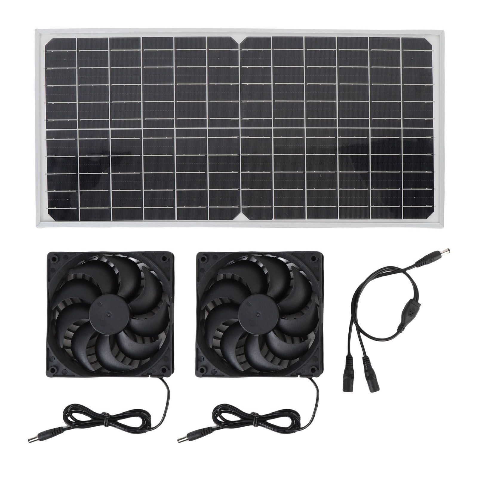 Solar Powered Dual Fan Kit 16W Monocrystalline Solar Panel with Aluminum Frame view 3
