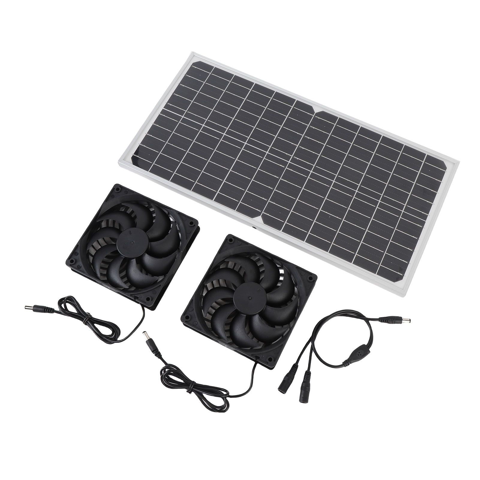 Solar Powered Dual Fan Kit 16W Monocrystalline Solar Panel with Aluminum Frame view 8