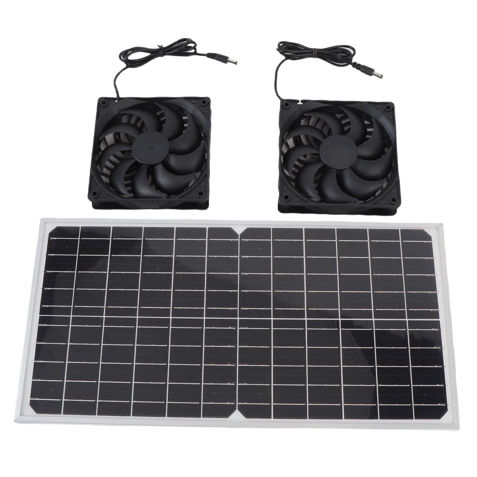 Solar Powered Dual Fan Kit 16W Monocrystalline Solar Panel with Aluminum Frame view 9