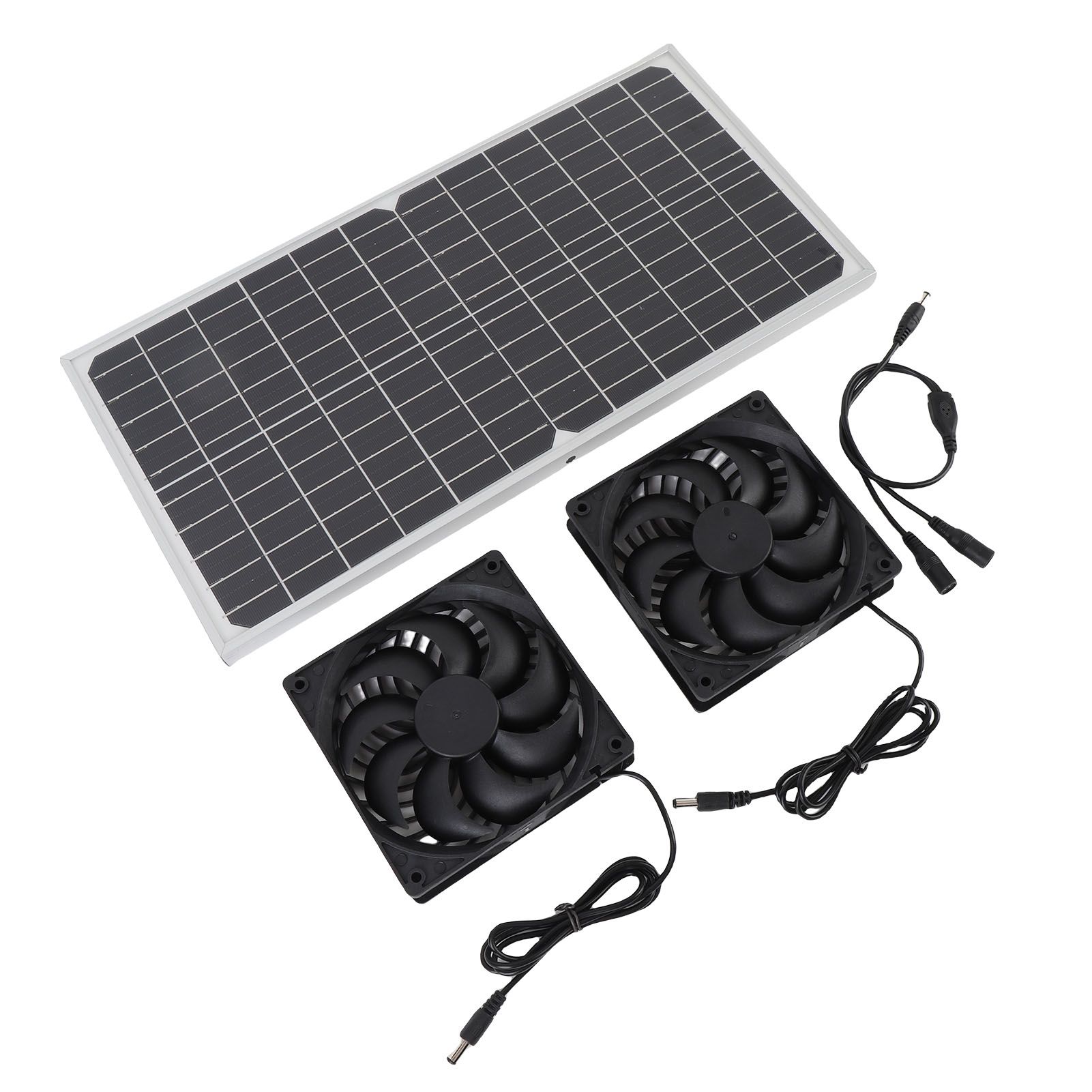 Solar Powered Dual Fan Kit 16W Monocrystalline Solar Panel with Aluminum Frame view 11