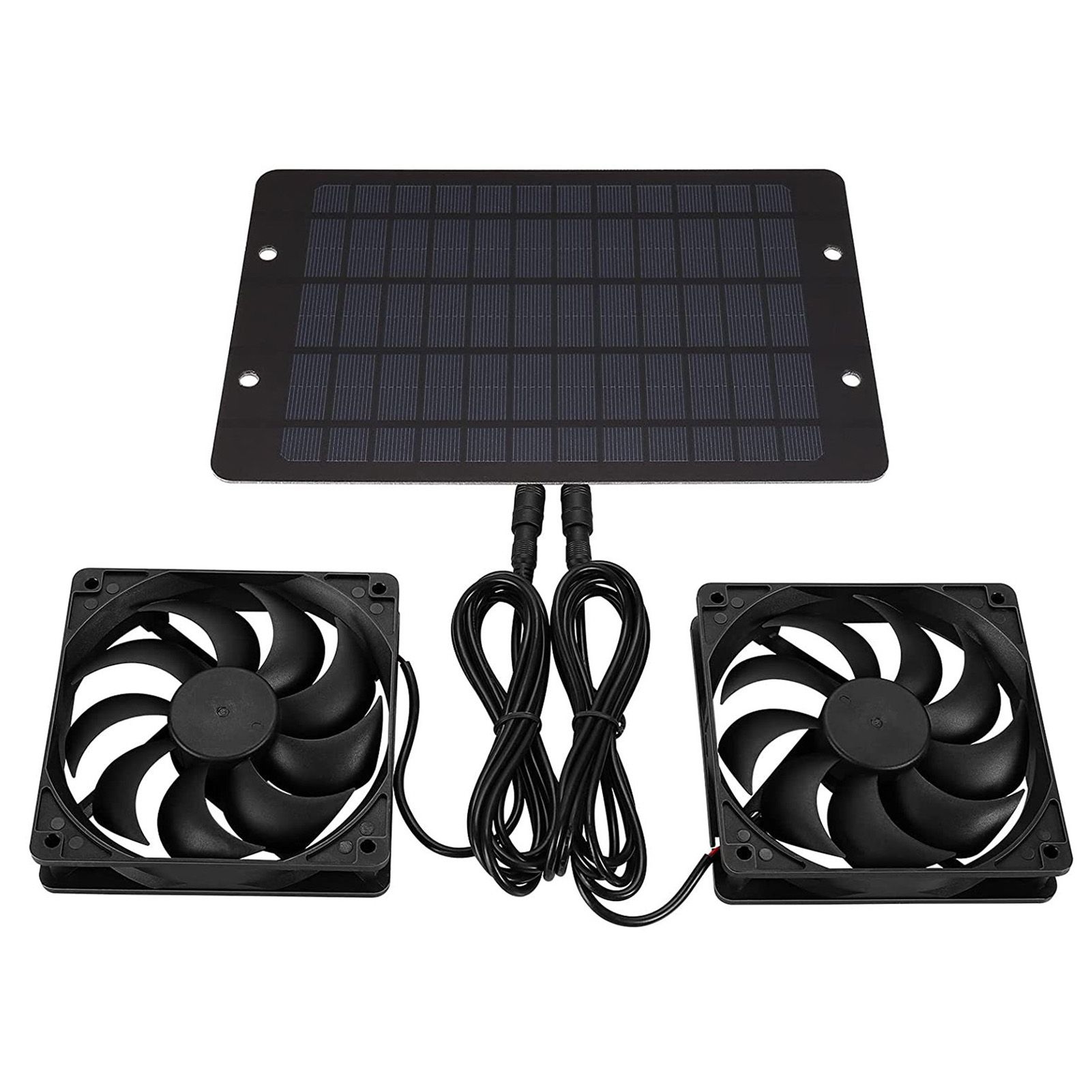 Solar Powered Exhaust Fan Kit 10W 12V Solar Panel Dual Fan Kit for Greenhouse view 2