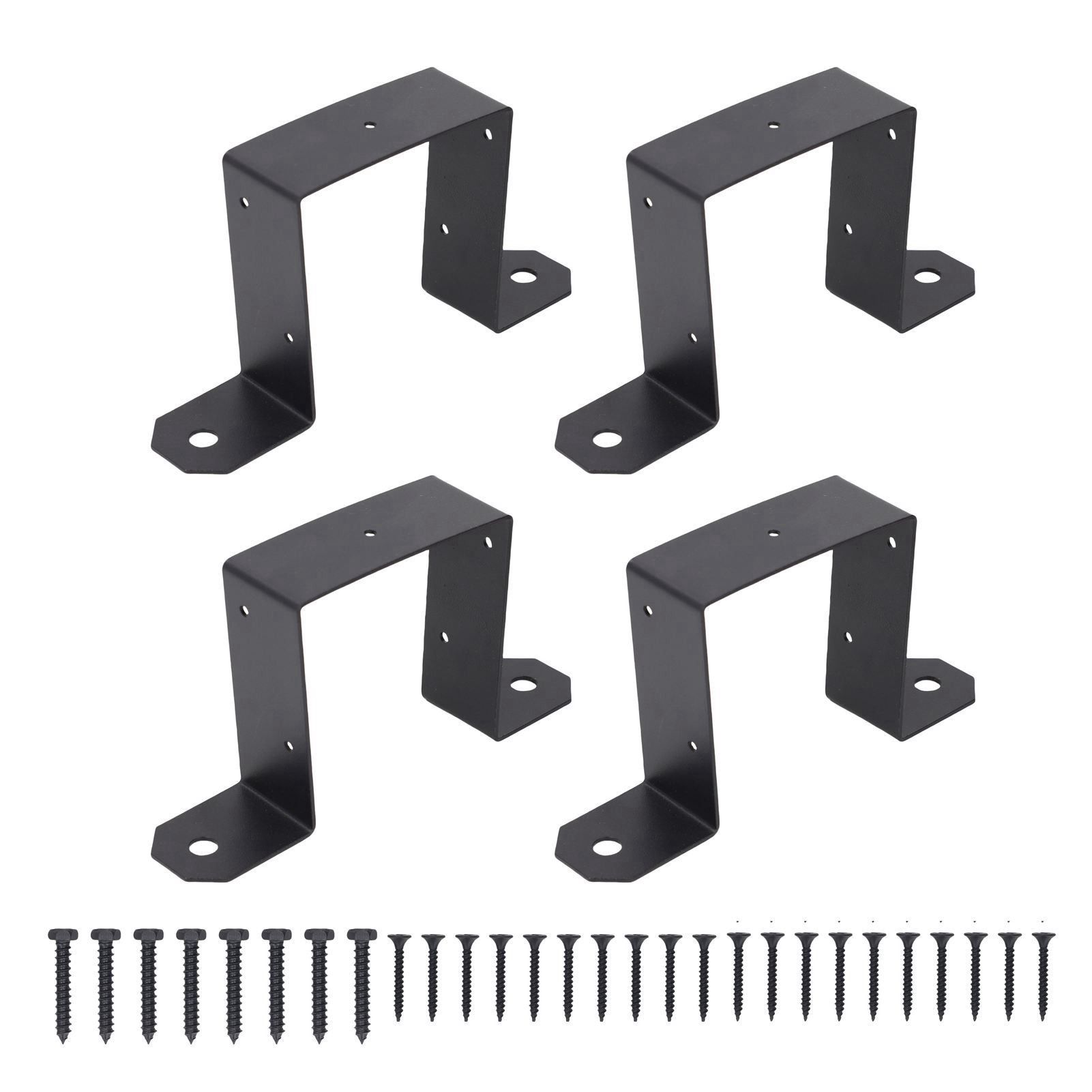 4pcs 4x4 Inch Strap Post Ties Heavy Duty Deck Fence Brackets Carbon Steel view 3