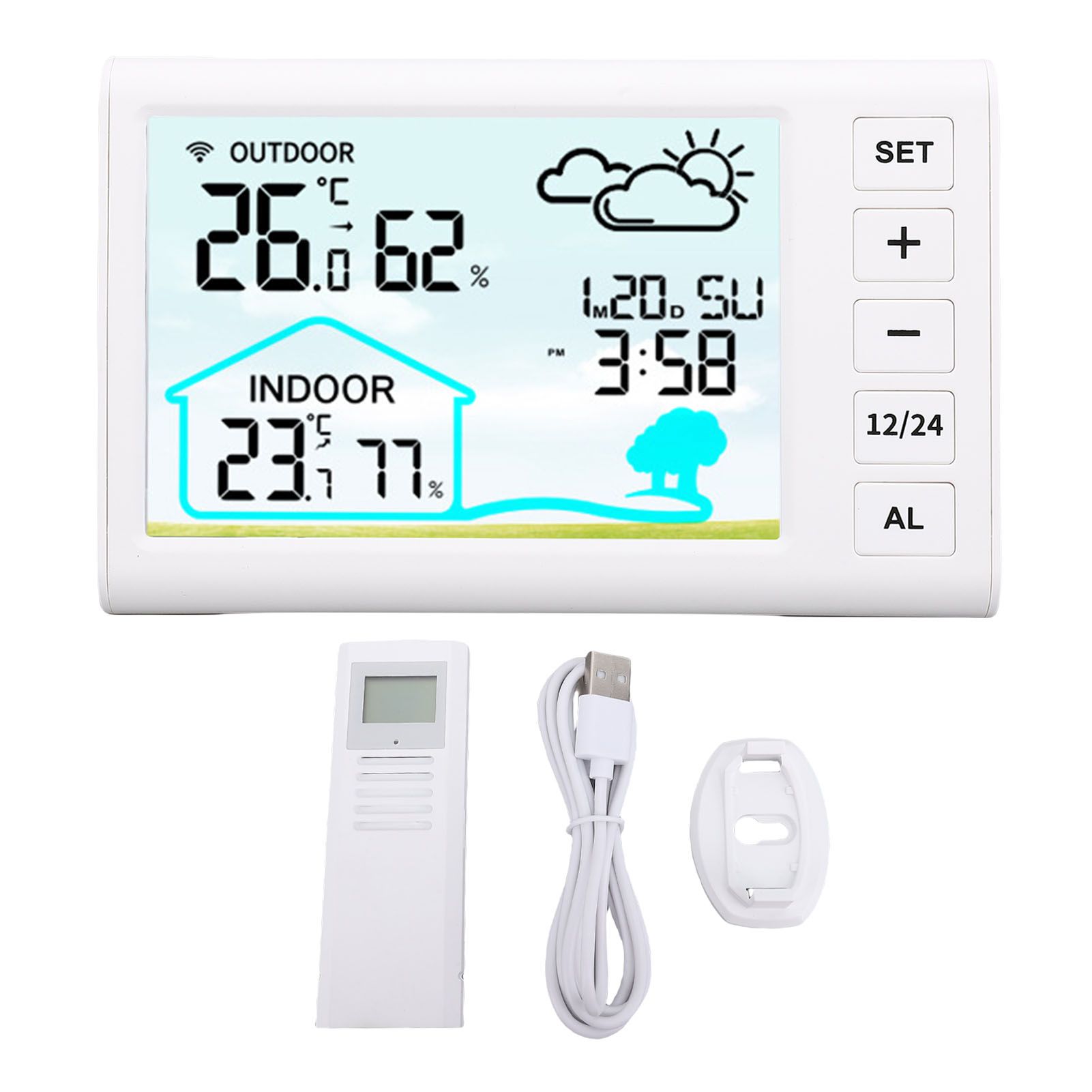 Weather Forecast Clock Multifunctional 12H 24H Wireless Indoor Outdoor view 2