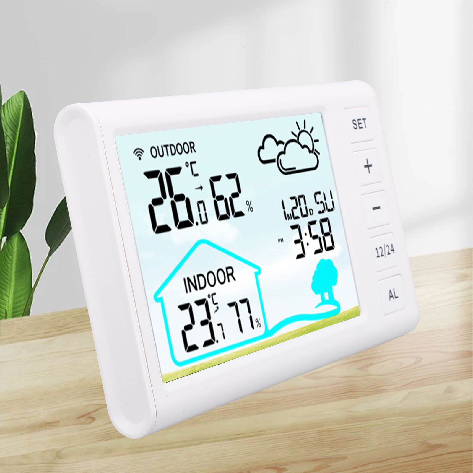 Weather Forecast Clock Multifunctional 12H 24H Wireless Indoor Outdoor view 12