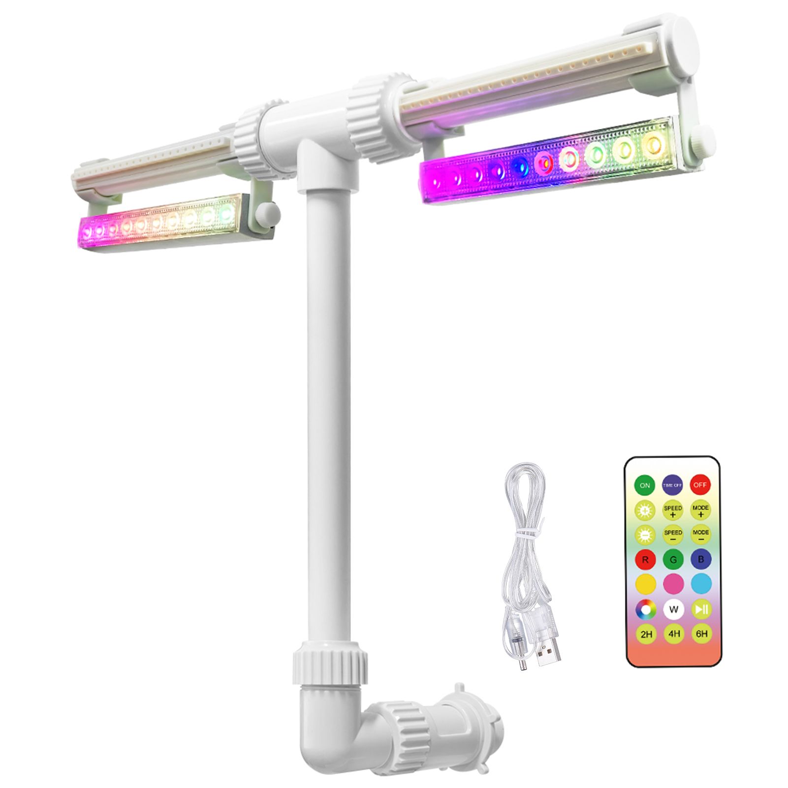 Adjustable Pool Fountain with Colorful LED Lights Remote Control Waterfall view 2