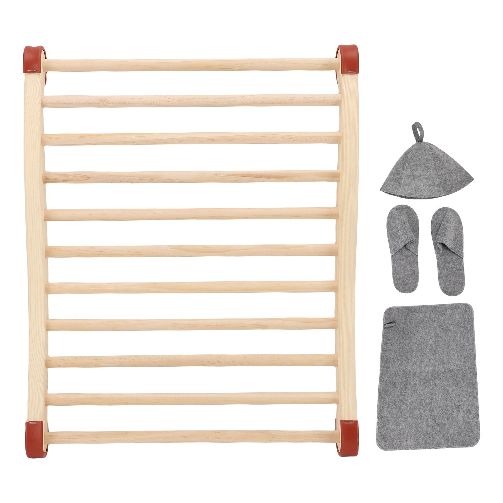 Sauna Backrest Wood Anti Slip S Shape Sauna Back Support with Pad Hat Slippers view 3