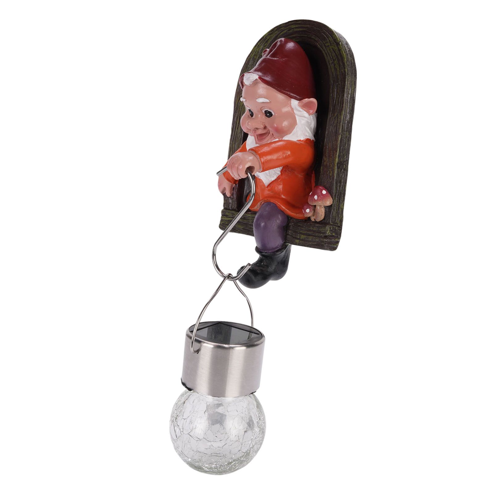 Gnome Tree Hugger Statue with Solar Light Cute Resin Gnome Figurine Garden view 7