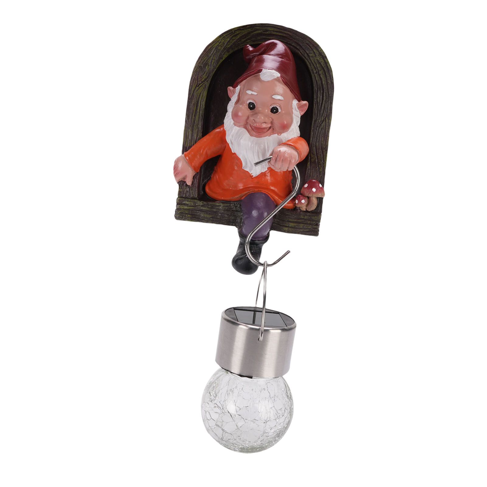 Gnome Tree Hugger Statue with Solar Light Cute Resin Gnome Figurine Garden view 9