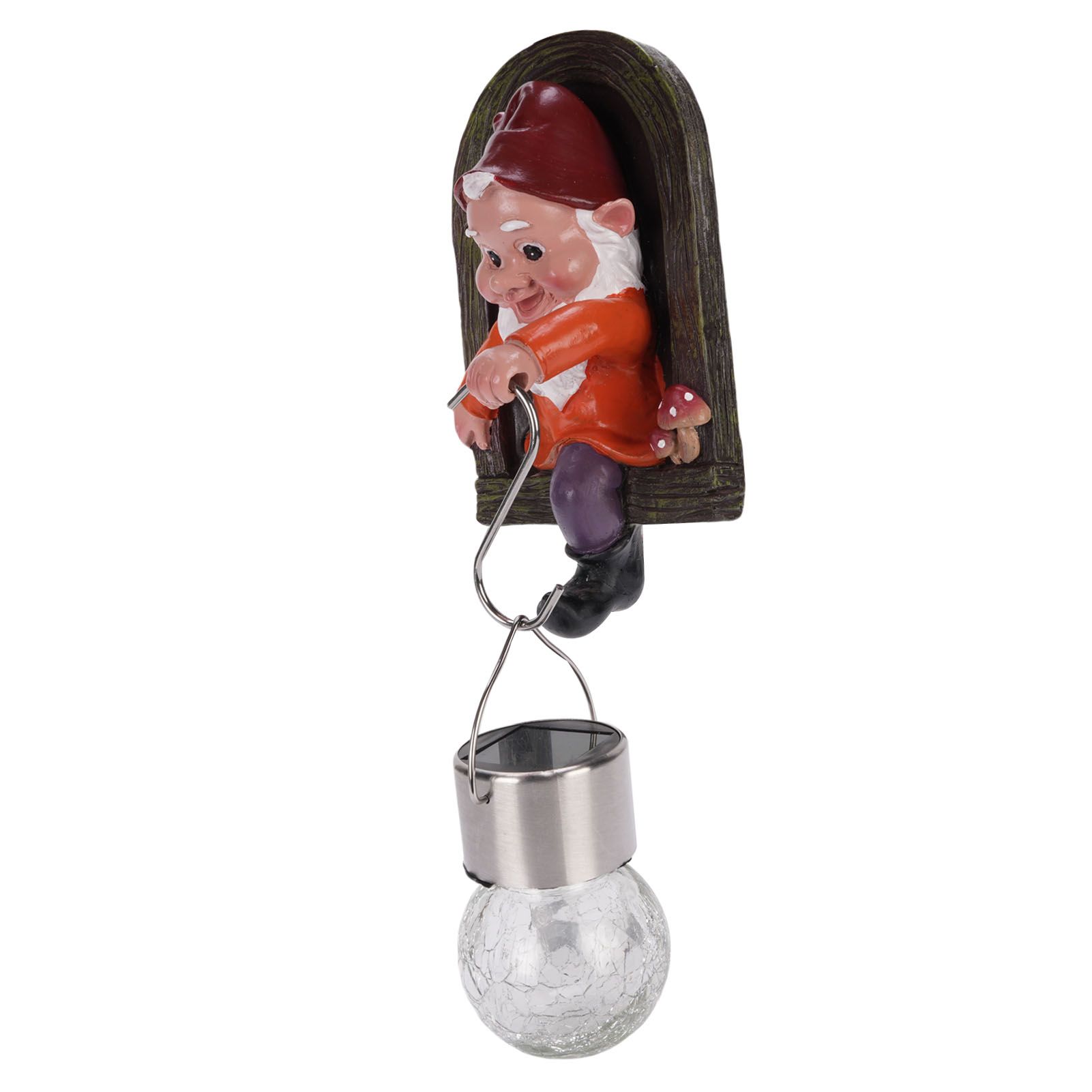 Gnome Tree Hugger Statue with Solar Light Cute Resin Gnome Figurine Garden view 10