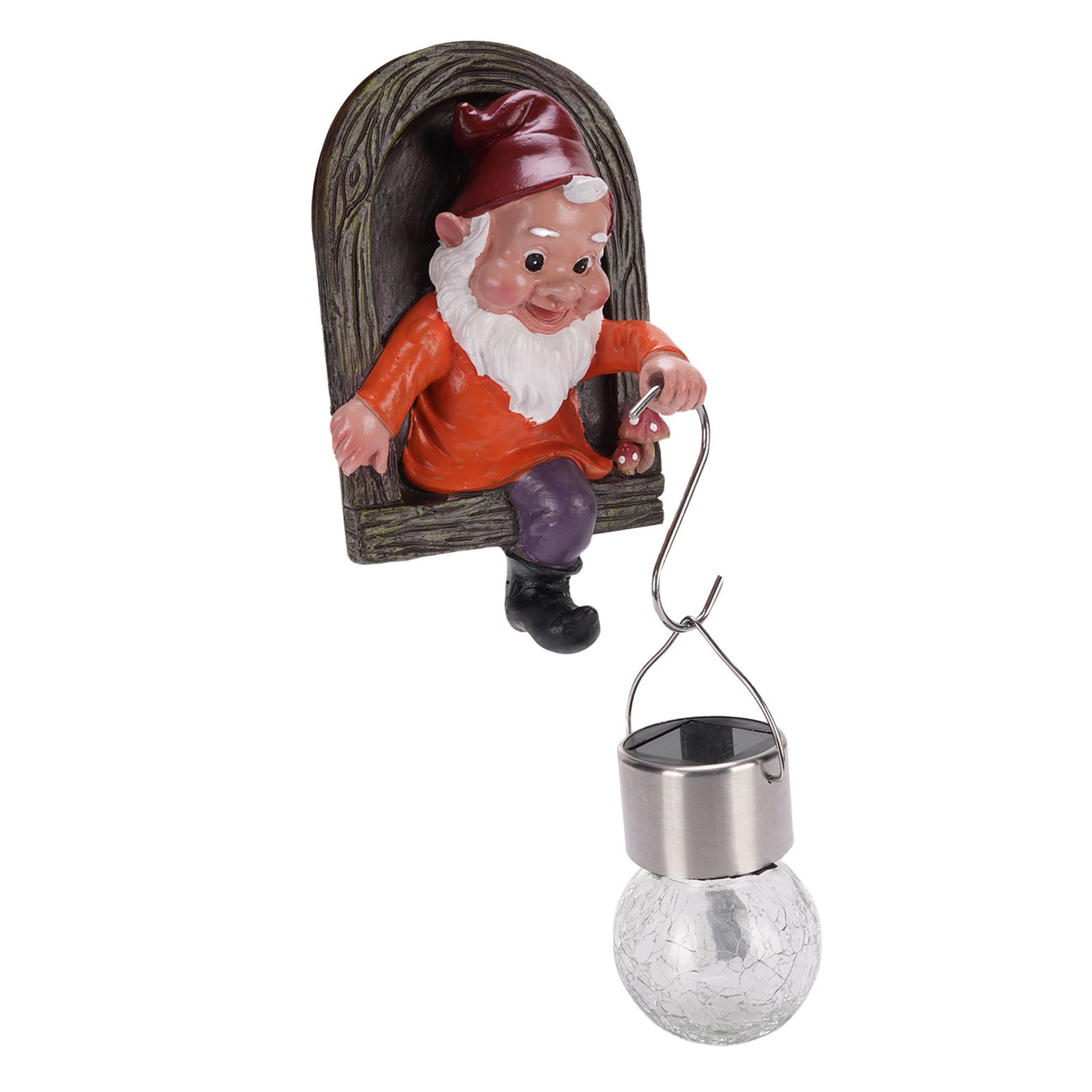 Gnome Tree Hugger Statue with Solar Light Cute Resin Gnome Figurine Garden view 11