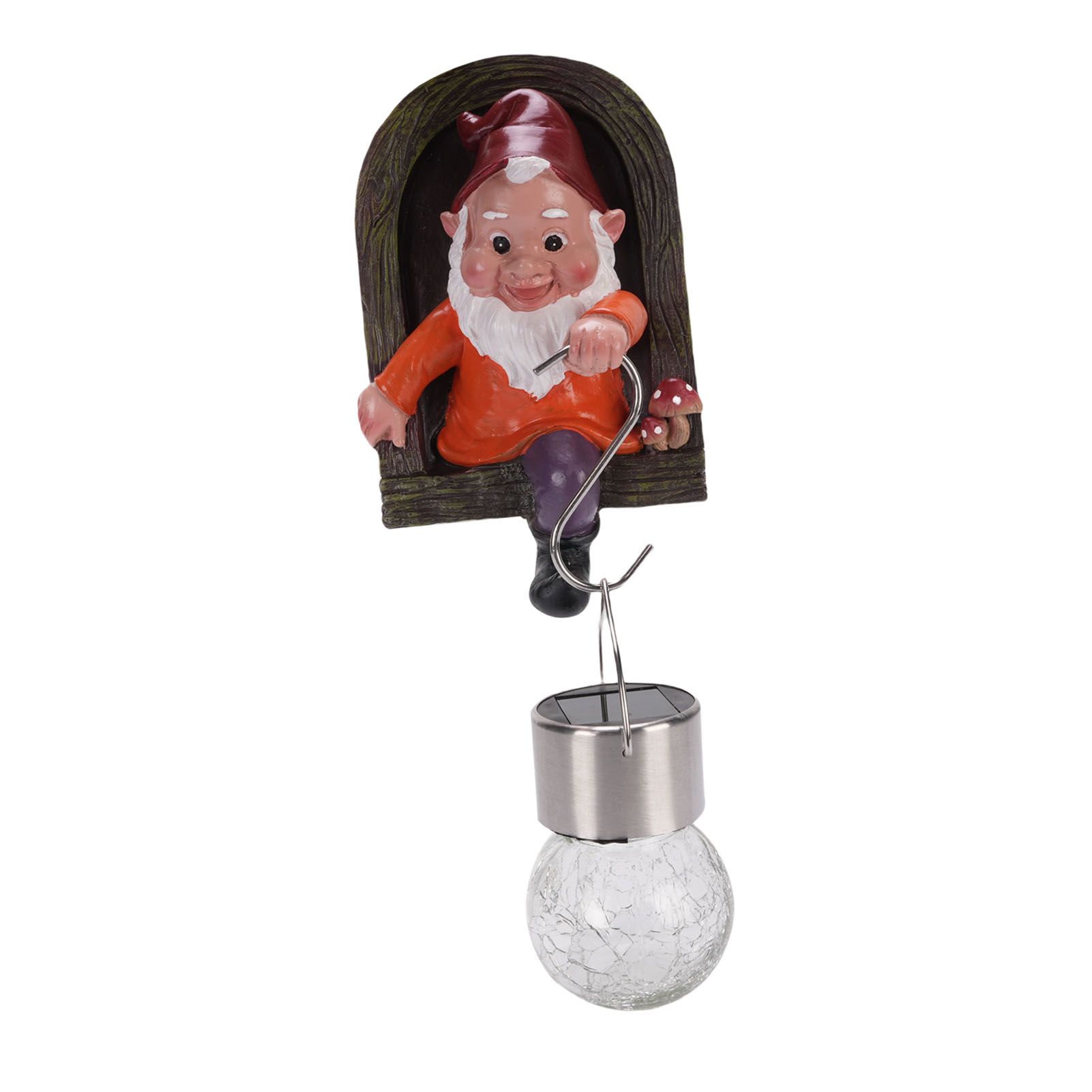 Gnome Tree Hugger Statue with Solar Light Cute Resin Gnome Figurine Garden view 12