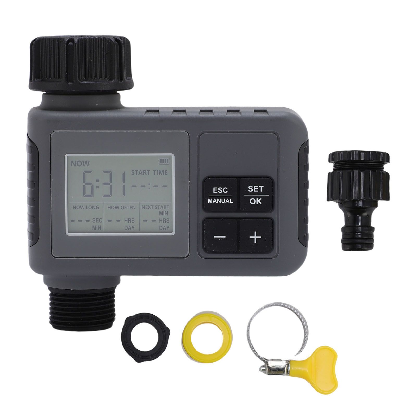 Automatic Irrigation Timer LCD Display Timed Watering Controller for 3/4-1/2 view 3